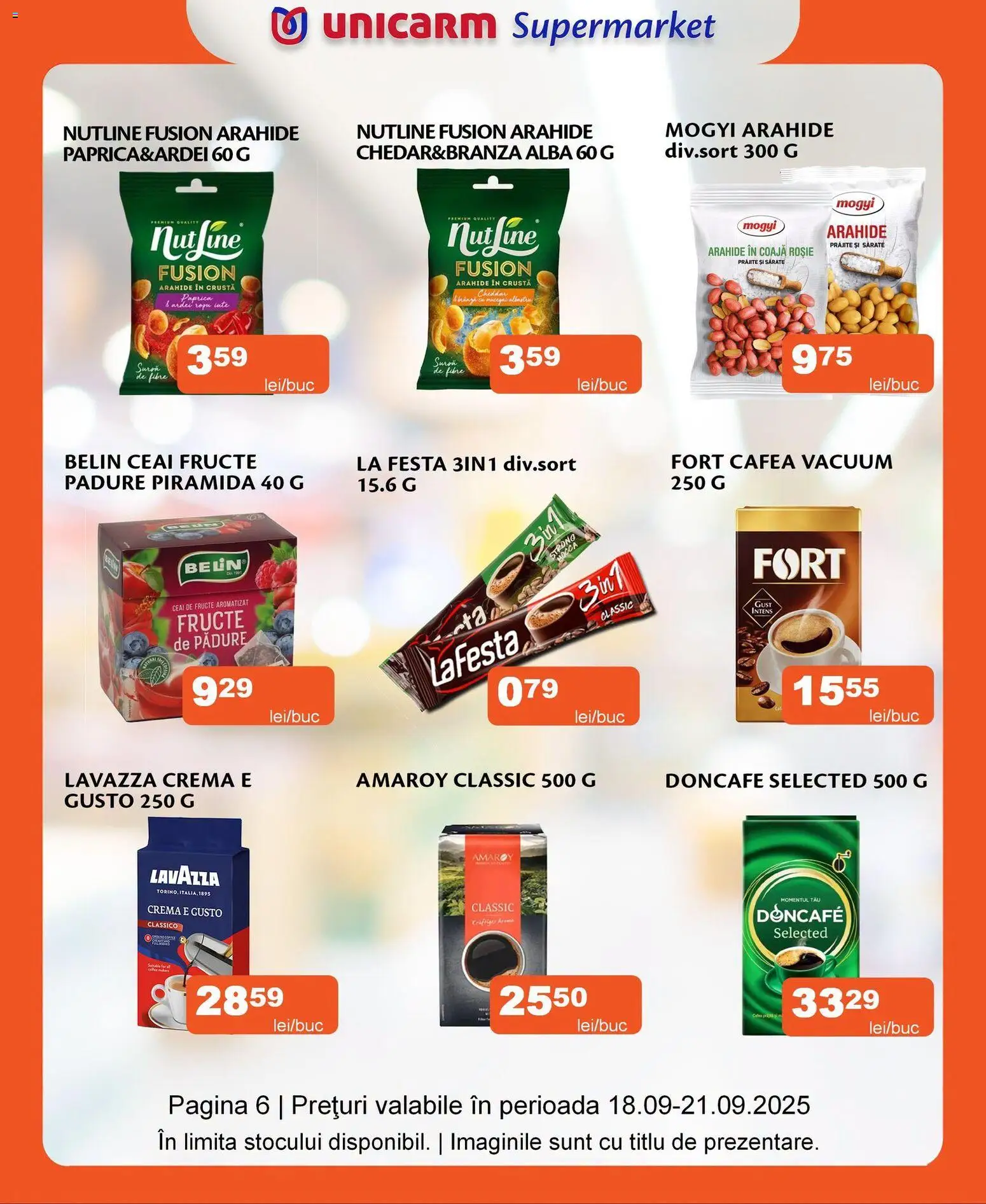 Noul catalog Unicarm – valabil de la 30.07.2026 | Pagină: 6 | Produse: Arahide, Cremă, Cafea, Ceai