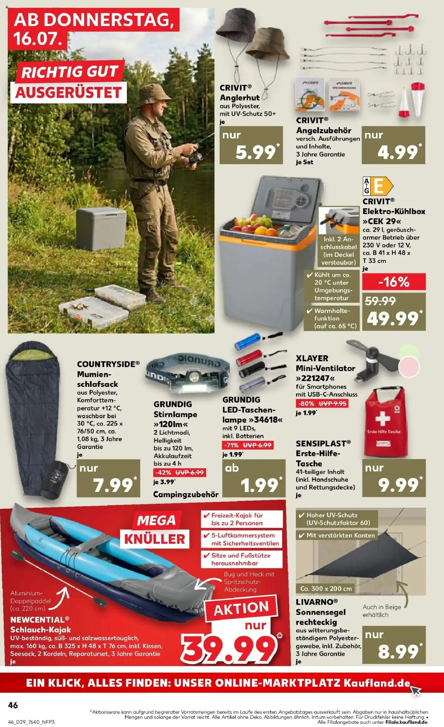 Kaufland Prospekt Mainz – gültig ab 13.07.2026 | Seite: 55 | Produkte: Tasche, Lampe, Schlafsack, Handschuhe