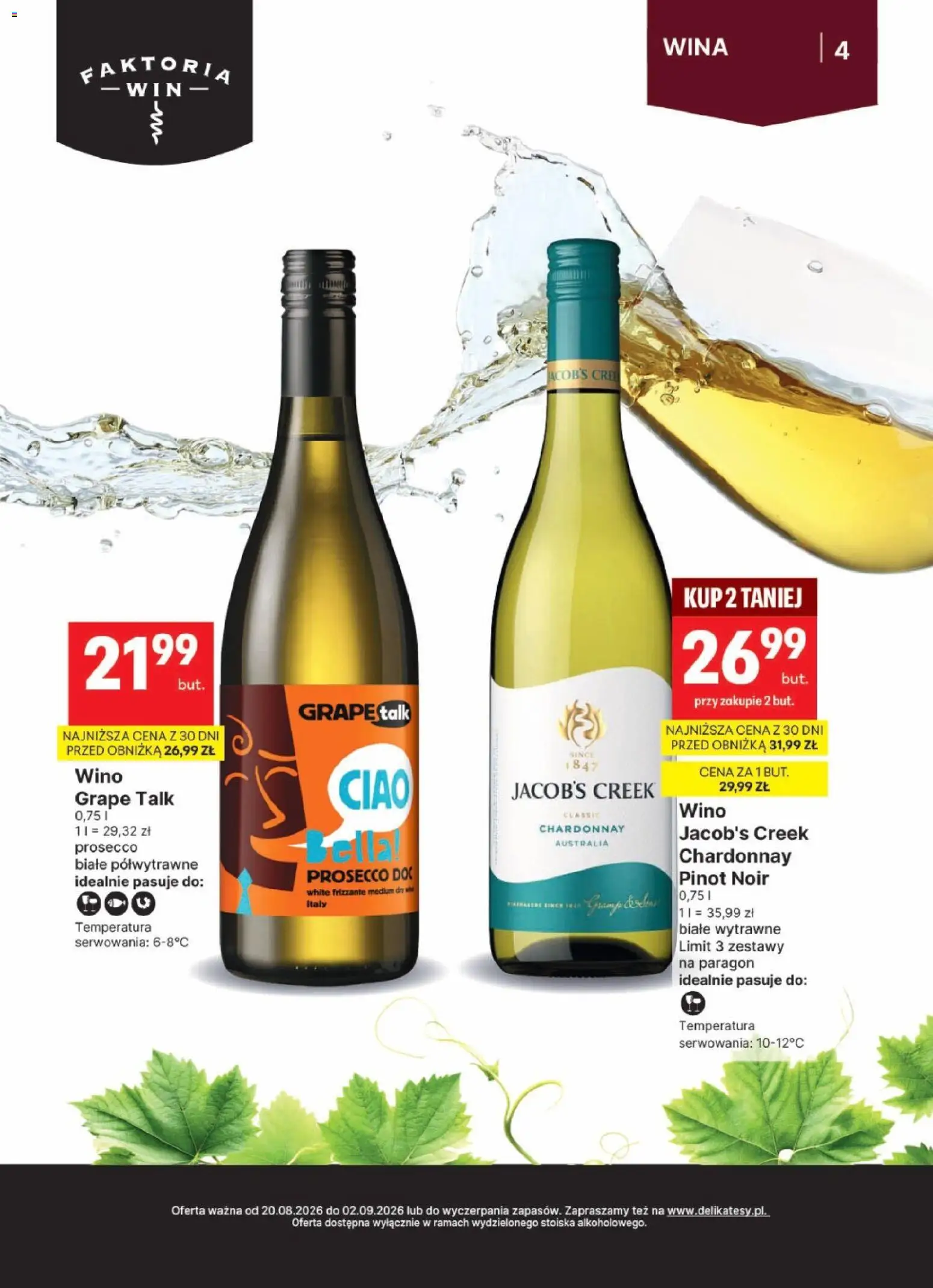 Delikatesy Centrum gazetka - DeliBarek od 20.08.2026 | Strona: 4 | Produkty: Chardonnay, Wino, Prosecco