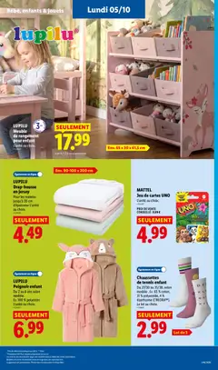 LIDL - Prévisualisation de Chaussettes de tennis enfant, Chaussettes de tennis enfant Du 27/30 au 35/38, selon modèle. Ex. 65 % coton, 31 % polyamide, 4 % élasthanne (CREORA™). Le lot au choix. valide à partir de 01/10/2026 | Page: 53