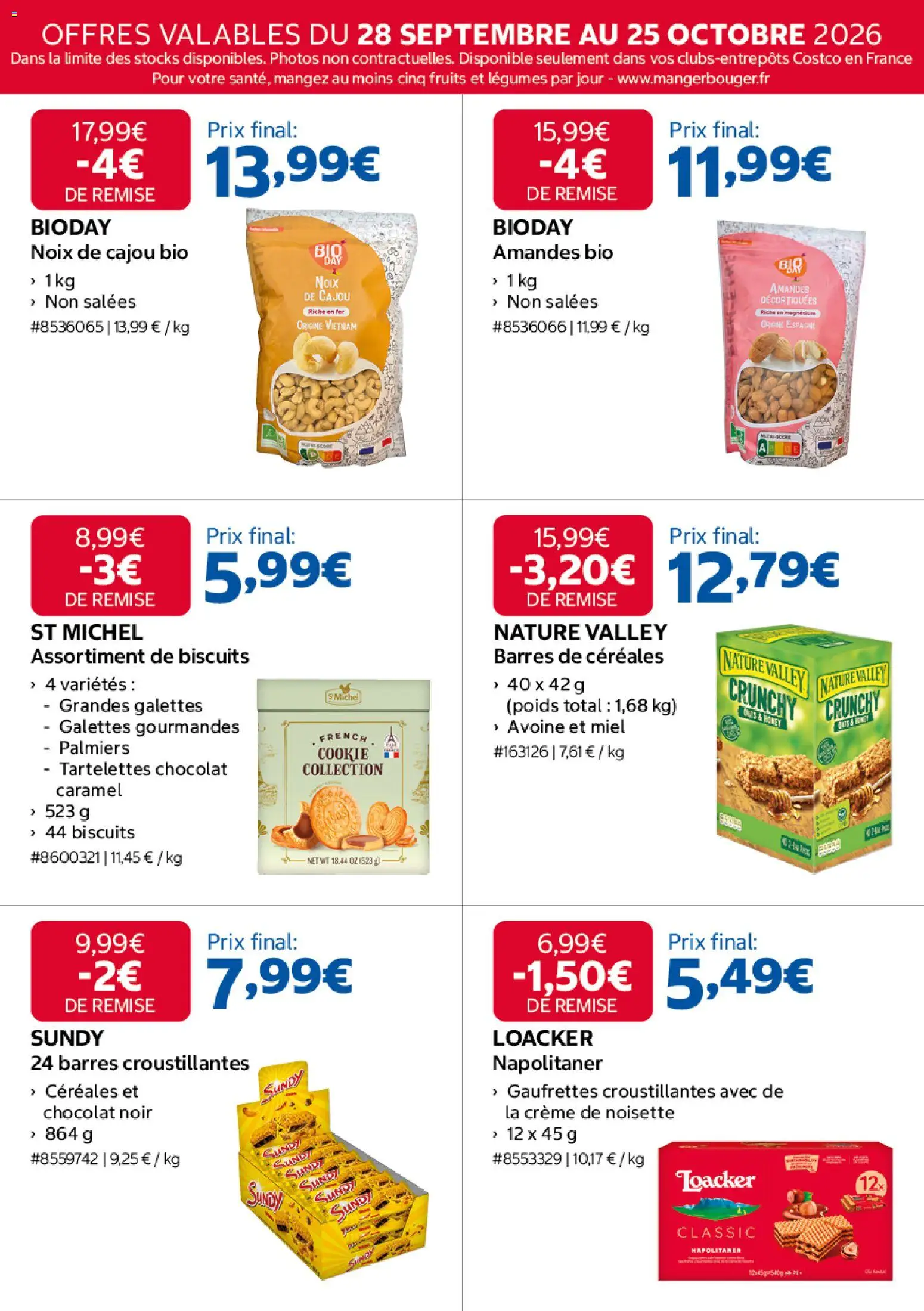 {H1} | Page: 10 | Produits: Noisette, Noix de cajou, Gaufrettes, Amandes