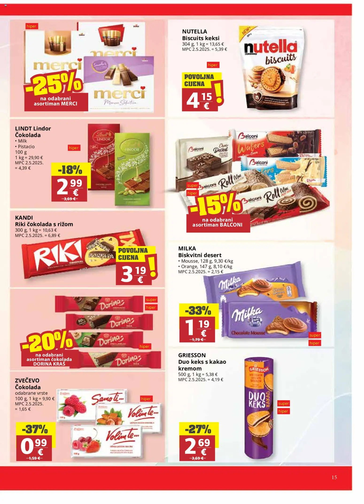 Ribola katalog | vrijedi od 30.09.2026 | Stranica: 15 | Proizvodi: Dorina, Keksi, Merci, Milka