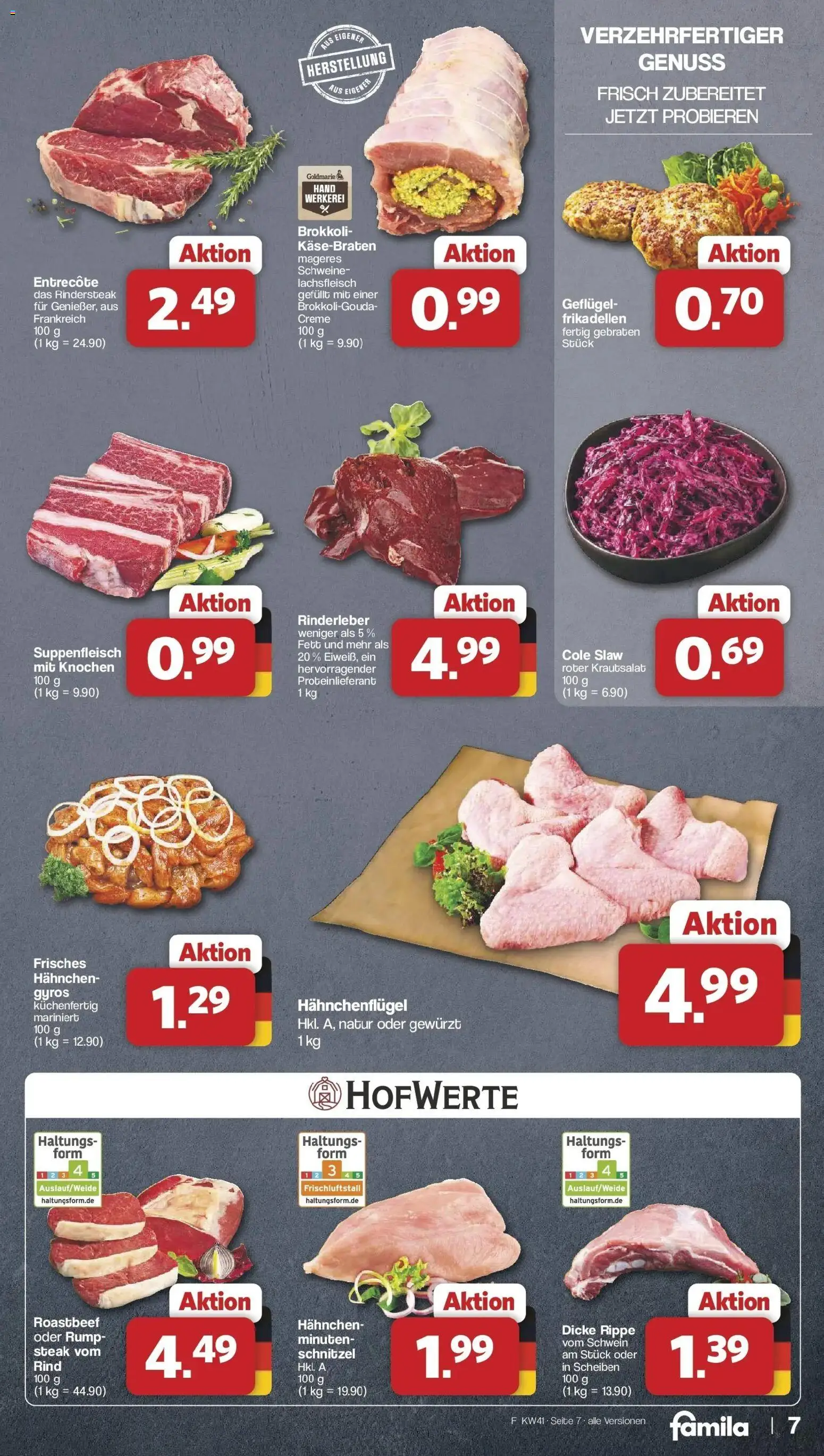 Famila Nordwest Aktueller Prospekt – gültig ab 05.10.2026 | Seite: 7 | Produkte: Hahnchen, Entrecote, Creme, Roastbeef
