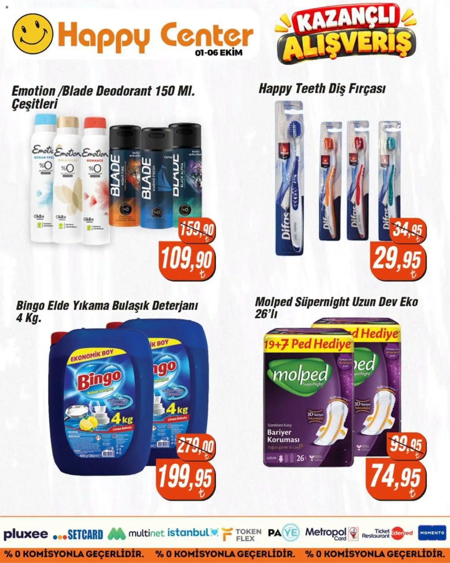 Happy Center İndirim - 30 Eylül 2026 tarihinden itibaren geçerlidir | Sayfa: 7 | Ürünler: Deodorant, Diş fırçası, Bulaşık deterjanı