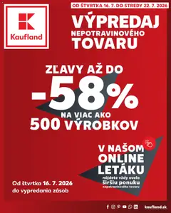 Kaufland SK Nonfood akciós újság - amely érvényes a következő dátumtól: 2026.07.16.