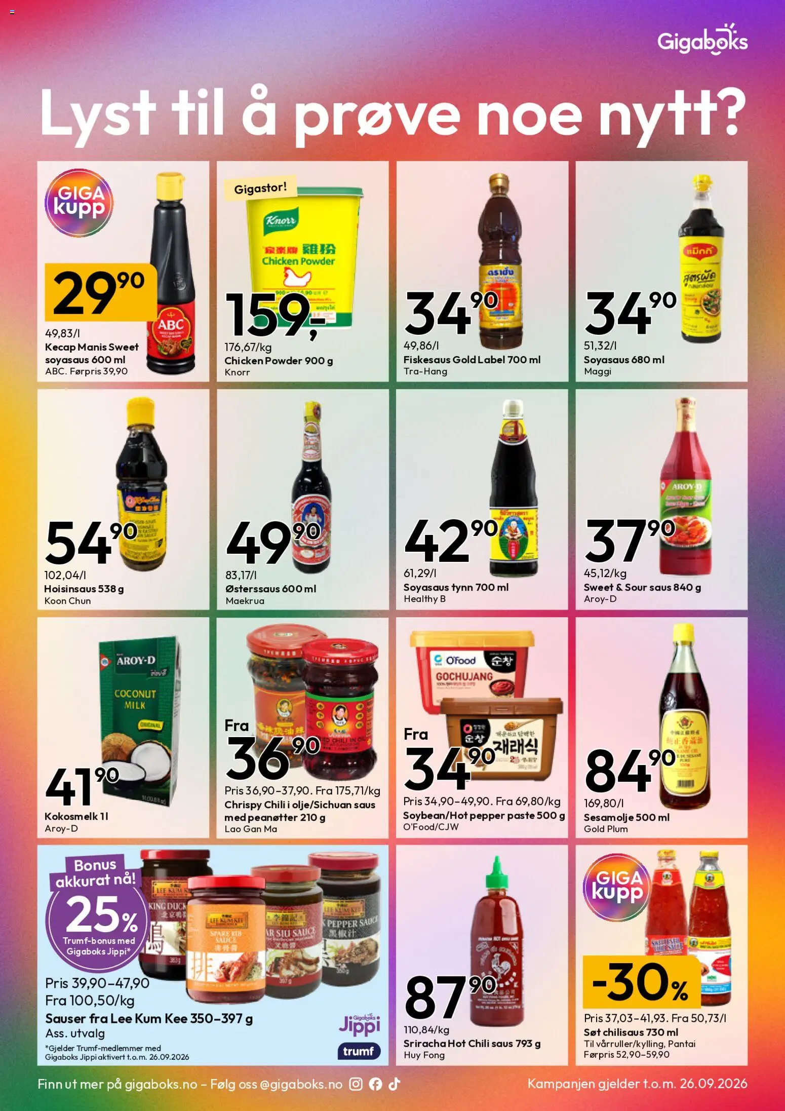 {H1} | Side: 8 | Produkter: Sriracha, Kokosmelk, Soyasaus, Sauser