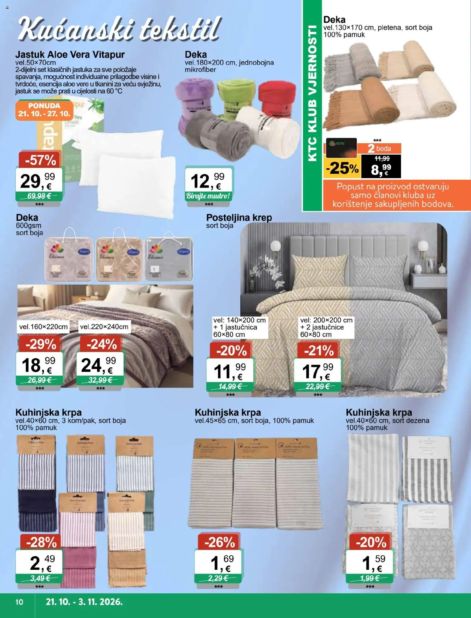 KTC katalog | vrijedi od 21.10.2026 | Stranica: 10 | Proizvodi: Krpa, Jastučnica, Posteljina, Aloe vera