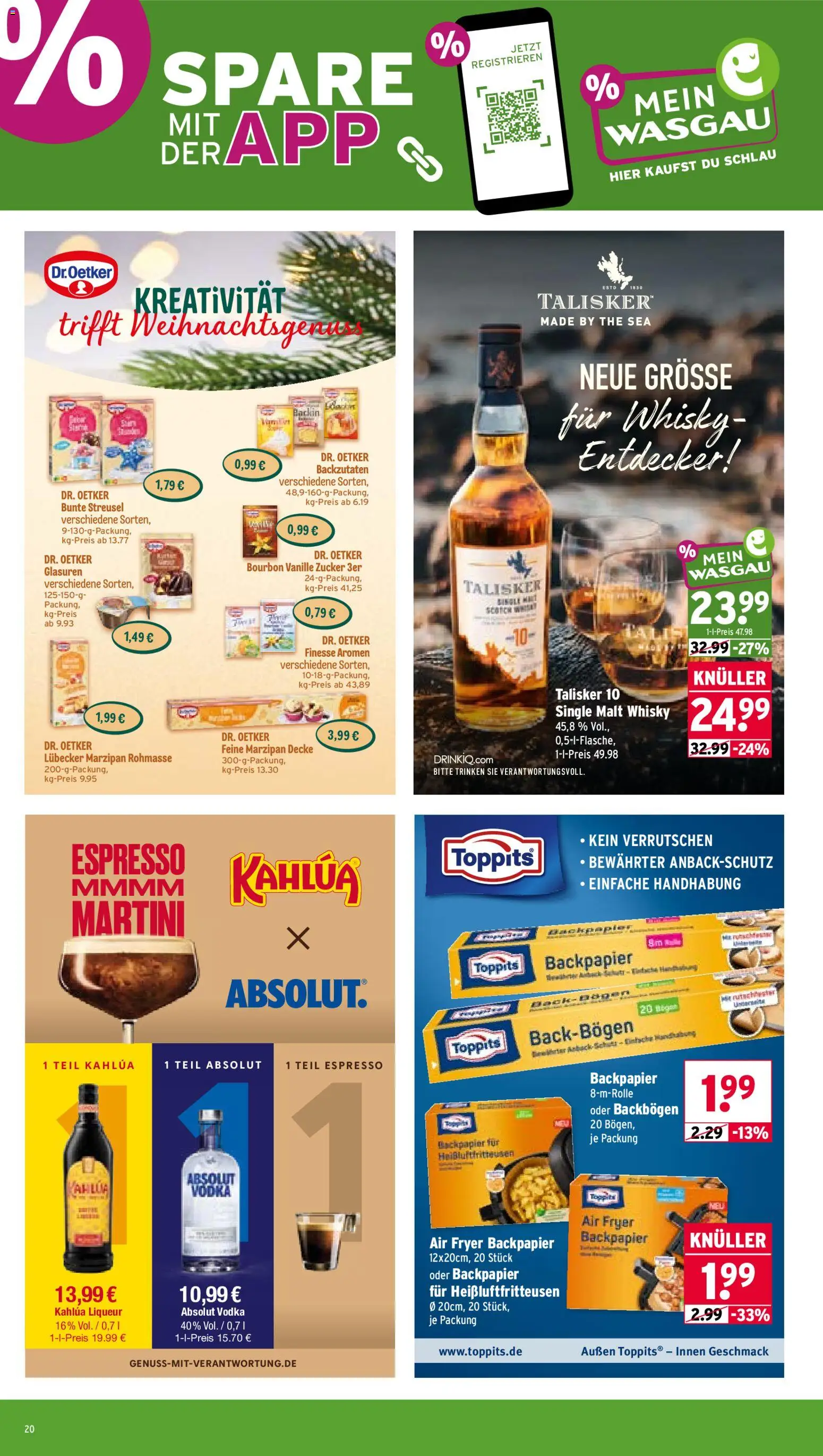 Wasgau Prospekt – gültig ab 05.10.2026 | Seite: 20 | Produkte: Decke, Tür, Zucker, Vodka