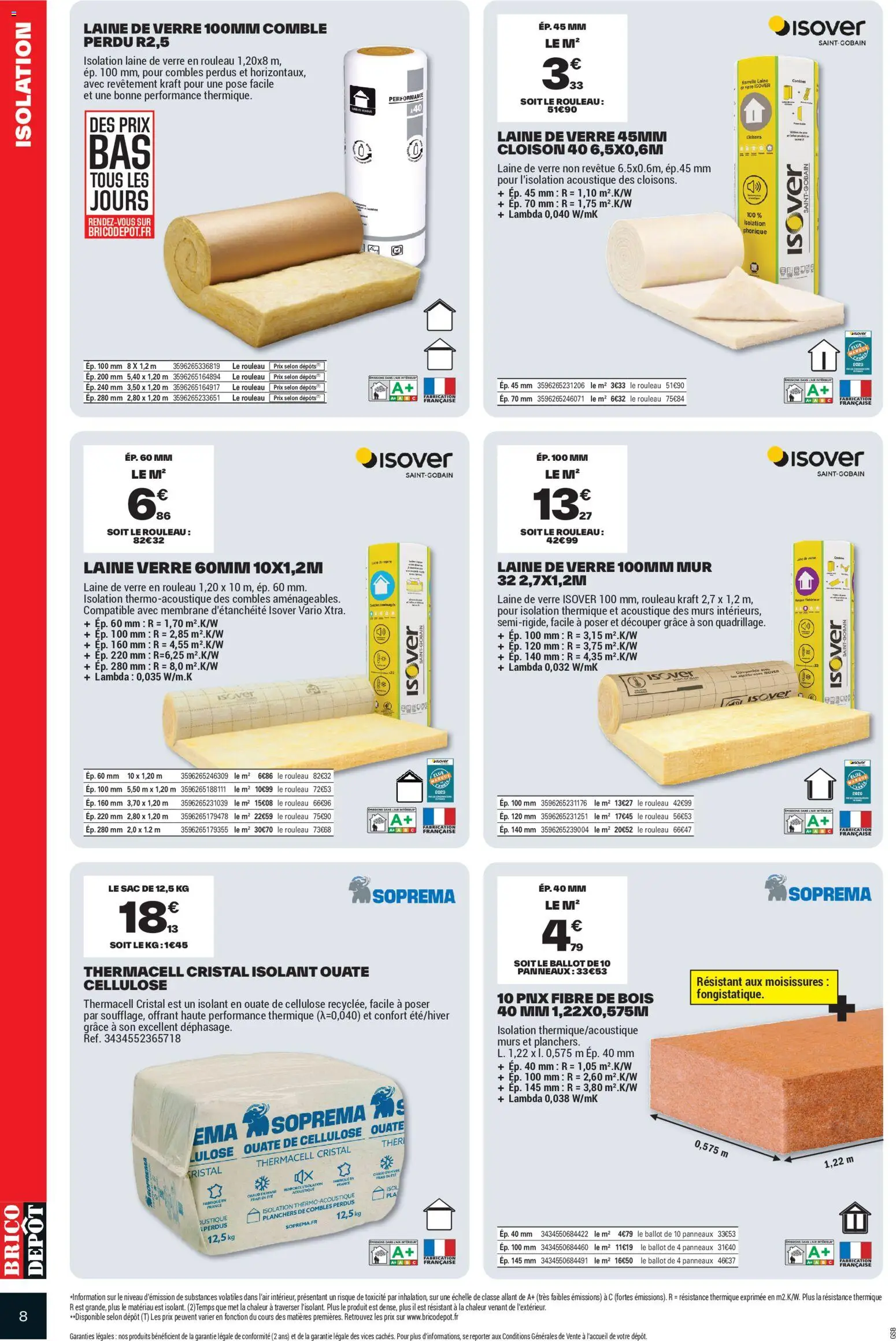 {H1} | Page: 8 | Produits: Sac, Laine de verre, Rouleau