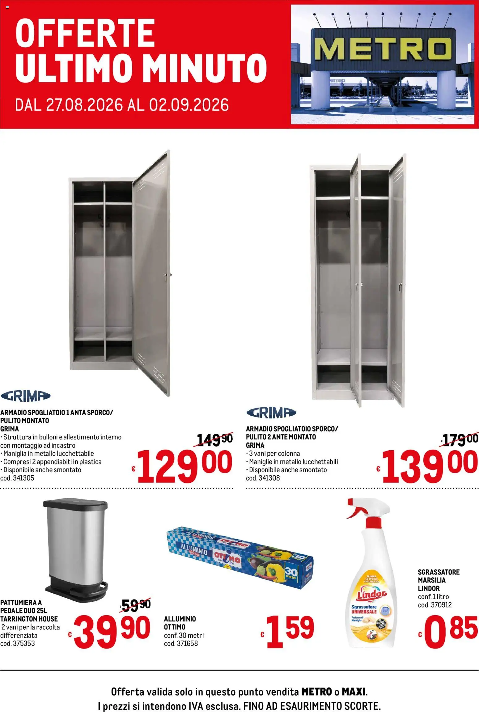 Volantino Metro del 27/08/2026 | Pagina: 2 | Prodotti: Sgrassatore, Pattumiera, Armadio, Profumo