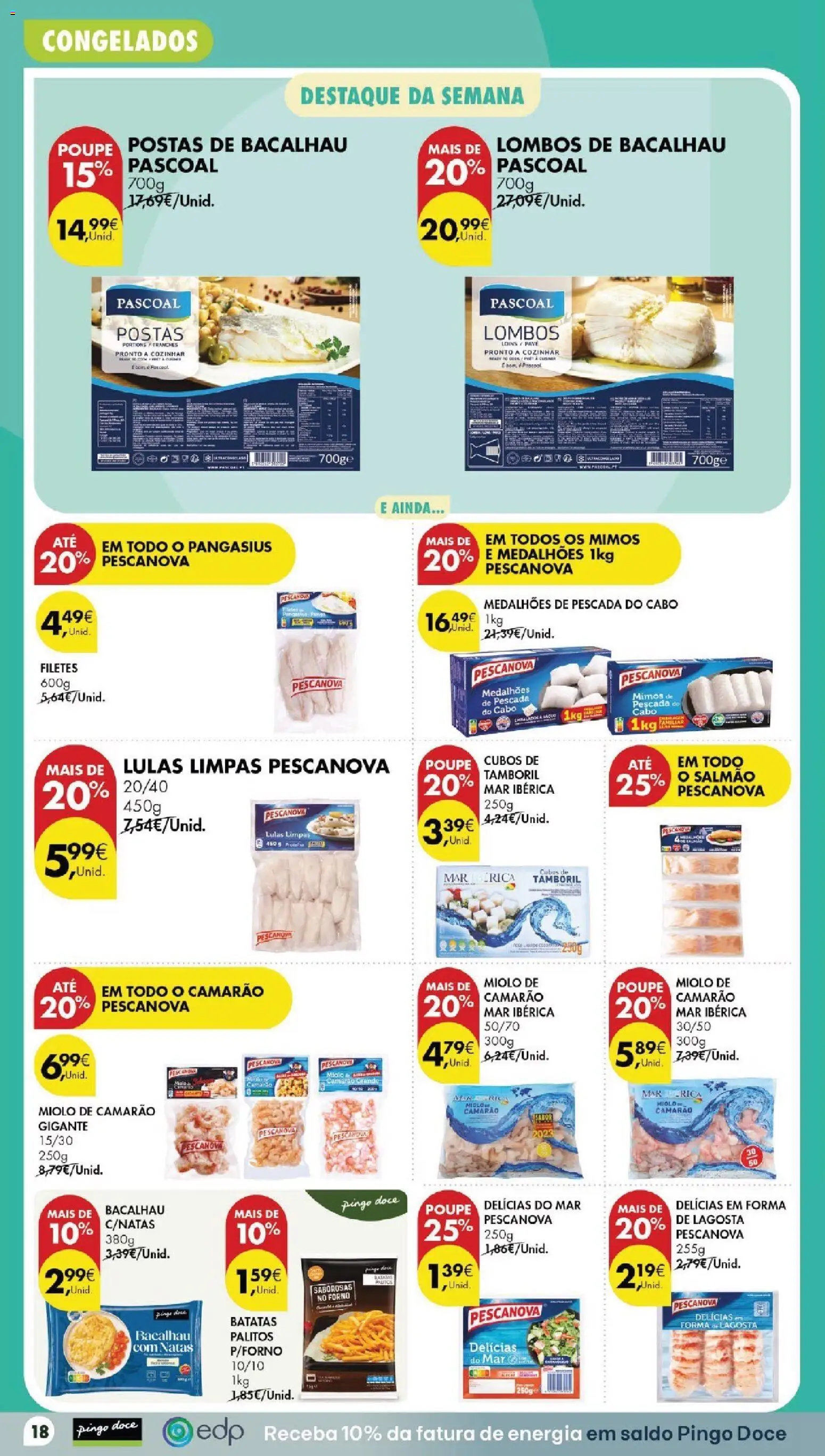 Pingo Doce folheto │ válido de 20/10/2026 | Página: 18 | Produtos: Pescada, Lulas, Lagosta, Natas