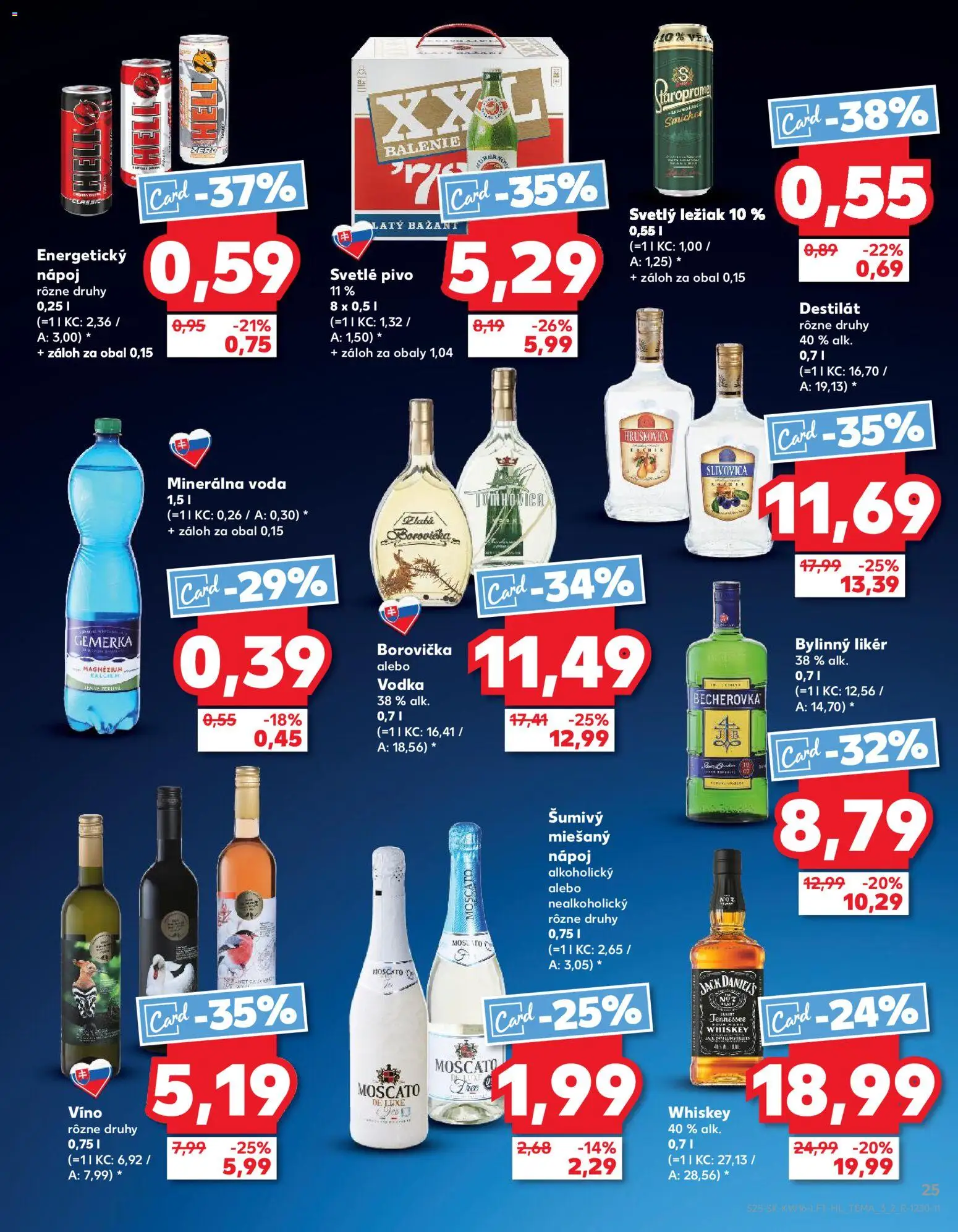 Nové Kaufland akcie – leták je platný od 16.04.2026 | Strana: 25 | Produkty: Pivo, Slivovica, Destilát, Energetický nápoj