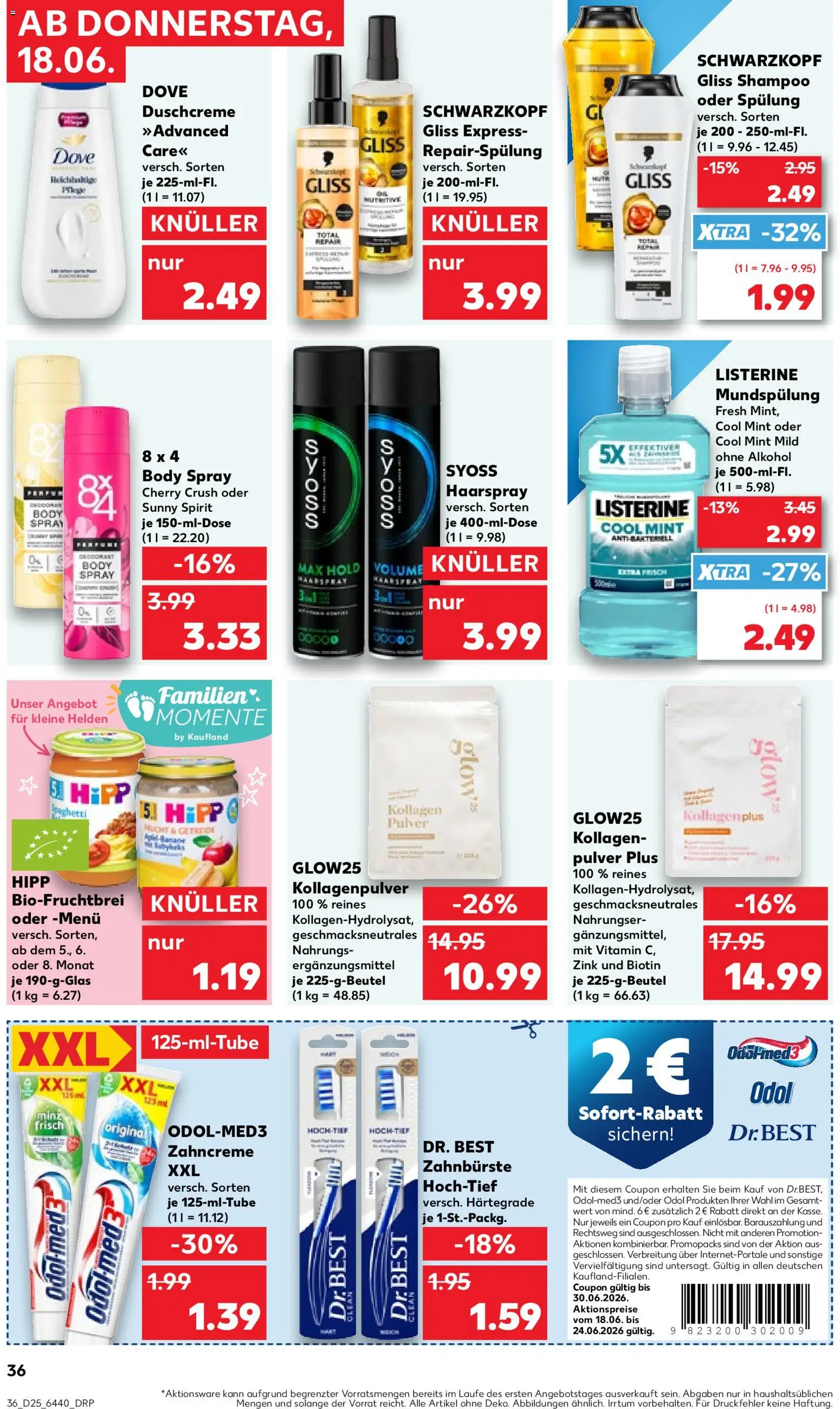 Kaufland Prospekt Hannover – gültig ab 18.06.2026 | Seite: 36 | Produkte: Shampoo, Spülung, Duschcreme, Listerine