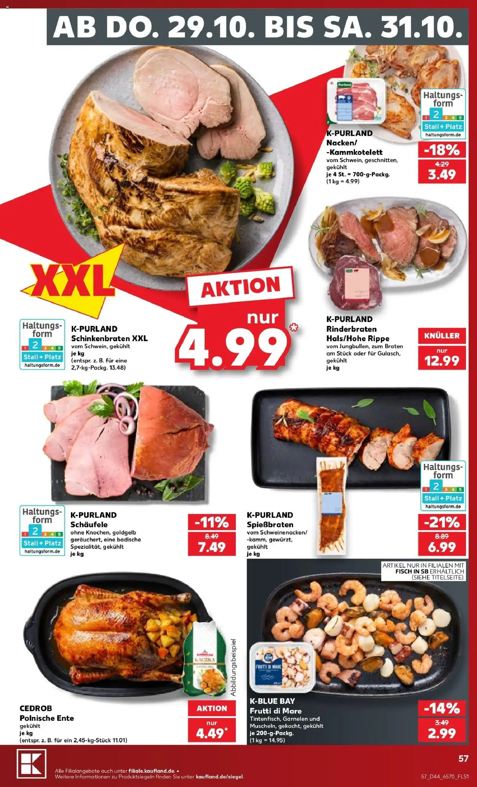 Prospekt Kaufland ab 26.10.2026 » Angebote Online zum Blättern | Seite: 61 | Produkte: Rinderbraten, Garnelen, Fisch, Ente