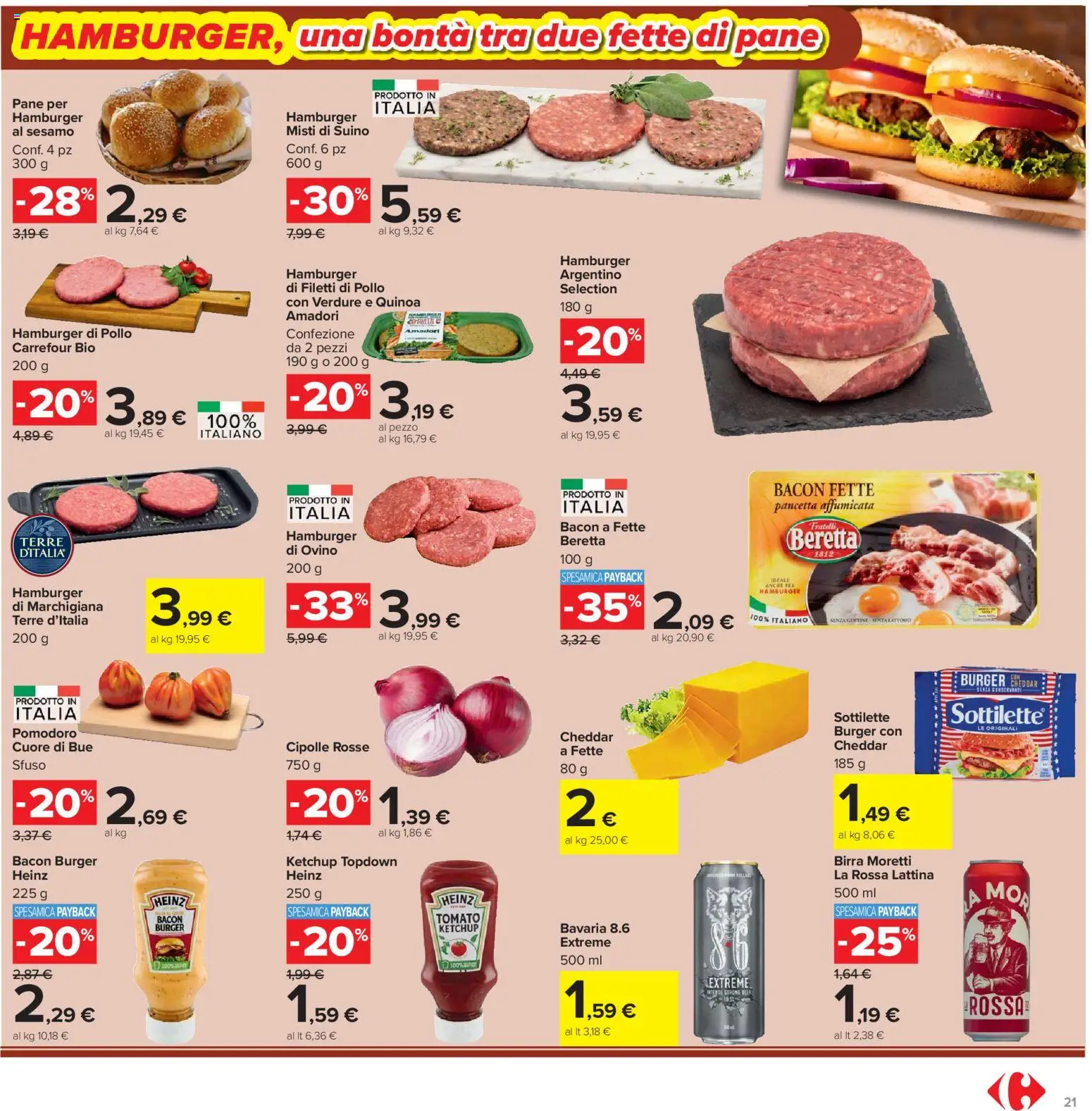 Volantino Carrefour del 19.05.2026 | Pagina: 21 | Prodotti: Birra, Ketchup, Cipolle, Birra Moretti