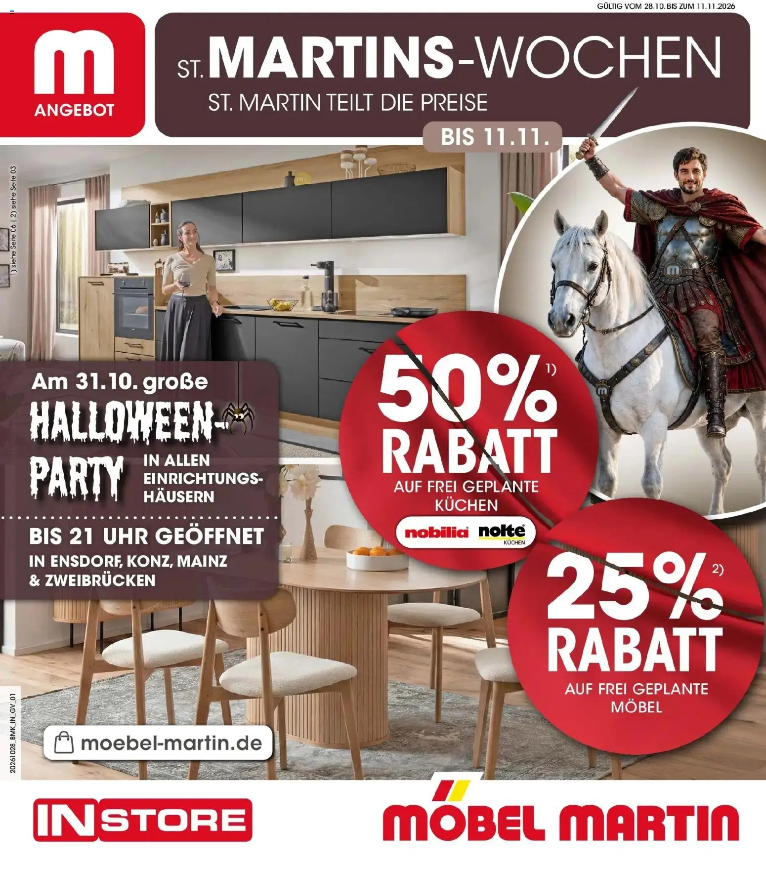 Möbel Martin - Möbel Martin: Wochenangebote (ab 28.10.2026) zum Blättern | Seite: 1 | Produkte: Kuchen, Uhr