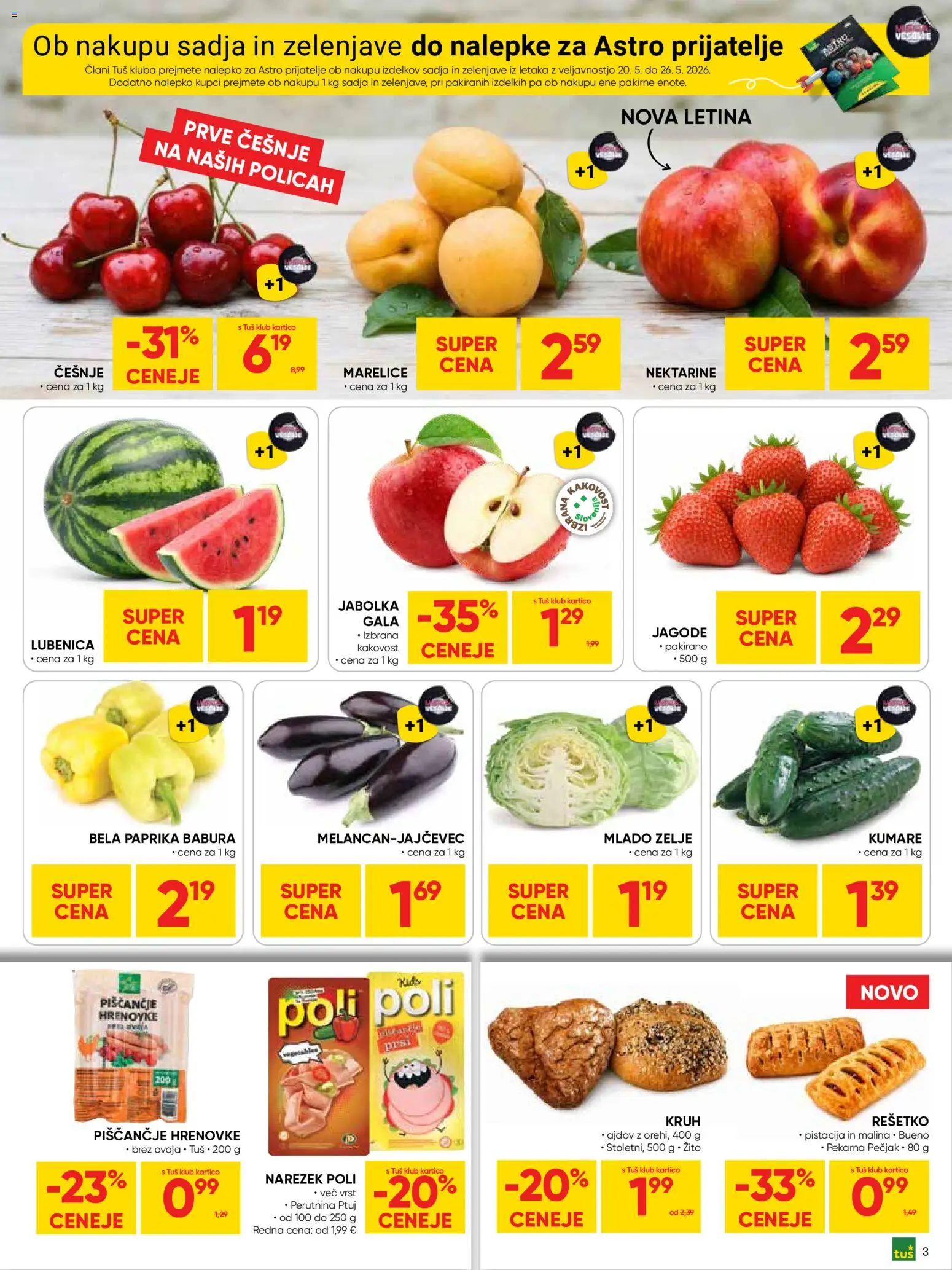 Novi Tuš katalog ponudbe – veljaven od 20.05.2026 | Stran: 3 | Izdelki: Paprika, Pekarna, Narezek, Jabolka