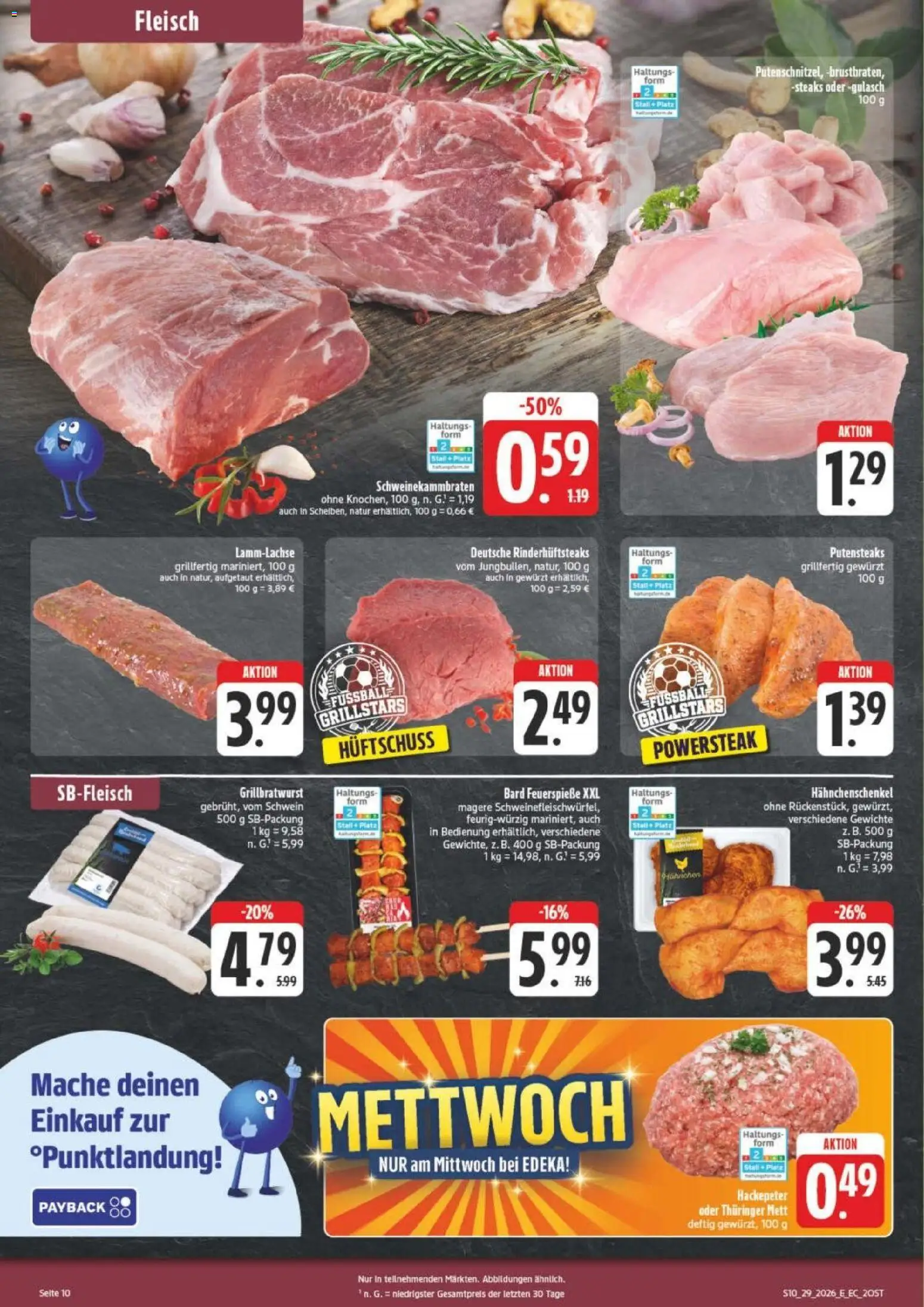 Edeka Prospekt Verrückter Preis – gültig ab 13.07.2026 | Seite: 10 | Produkte: Hahnchenschenkel, Fußball, Gulasch, Fleisch