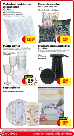 Draagbare telescopische kruk, Ø 25 x 45 cm. Compact en lichtgewicht, gemakkelijk mee te nemen in draagtas. Maximaal zitvermogen 100 kilo. Alleen in de winkel verkrijgbaar. - Voorbeeld van een folder van Kruidvat, geldig van 12.05.2026 | Pagina: 82