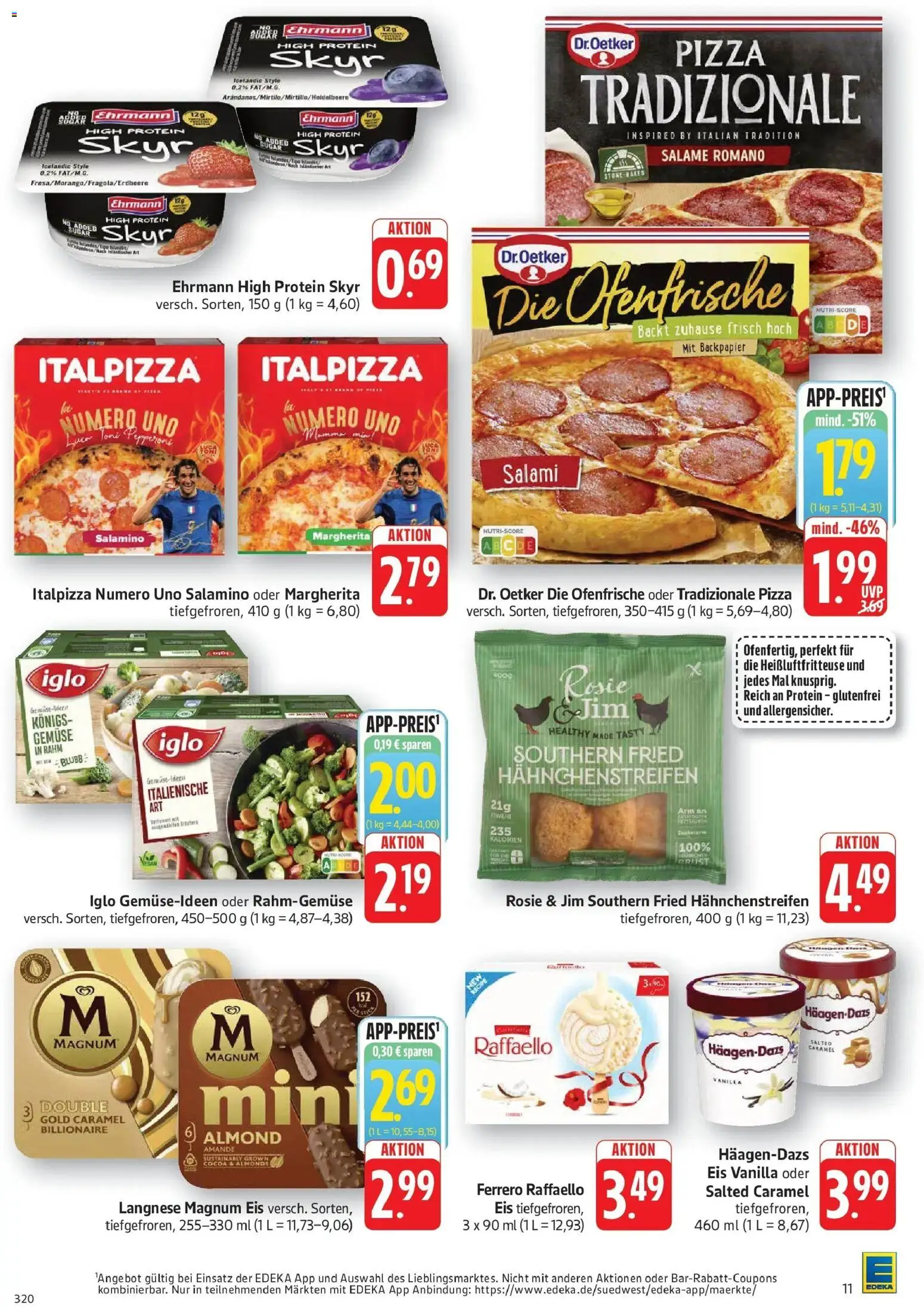 E center Prospekt Bruchsal (ab 24.08.2026) zum Blättern | Seite: 11 | Produkte: Raffaello, Iglo, Salami, Pizza