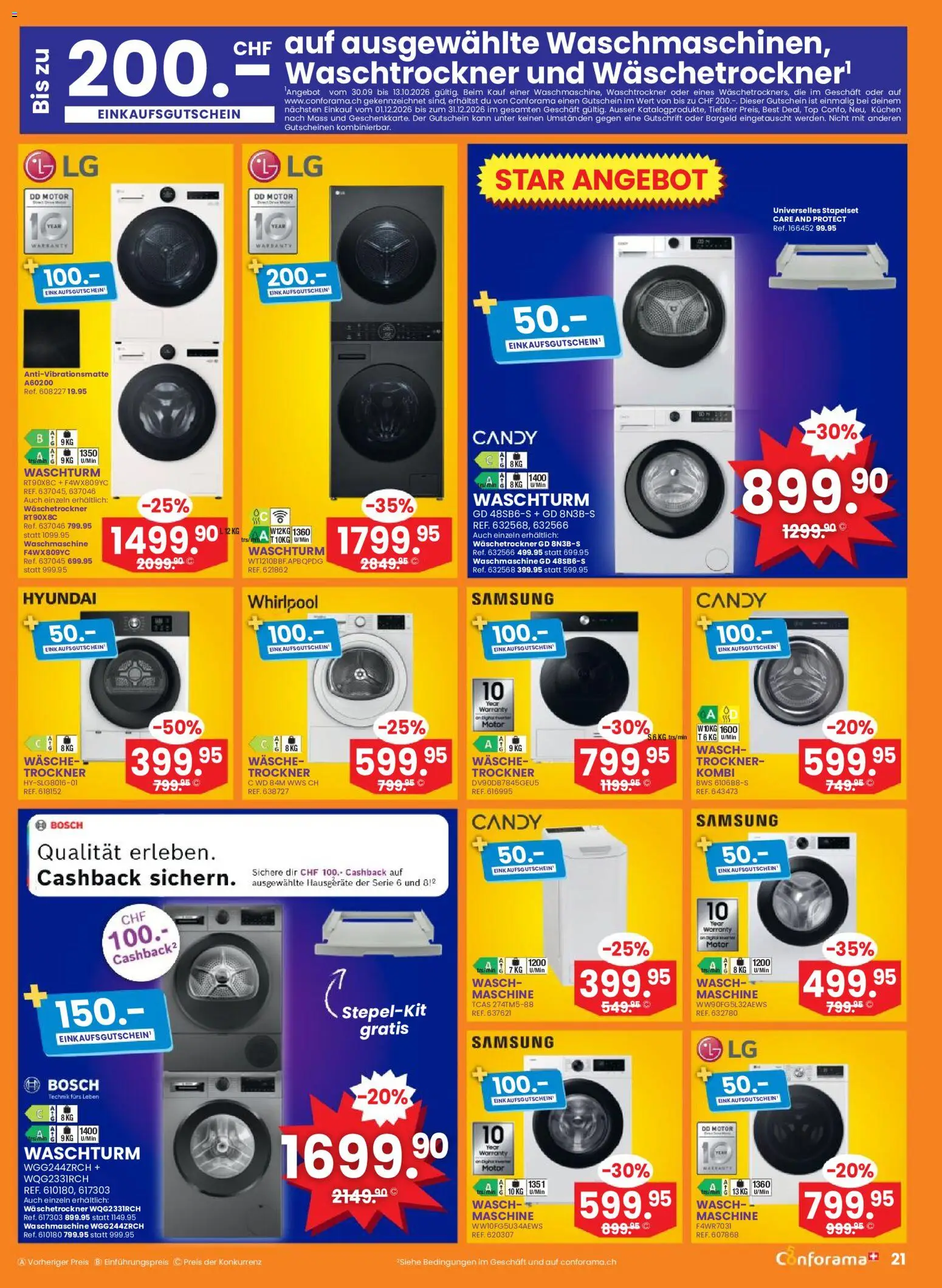 Conforama aktionen – gültig ab 30.09.2026 | Seite: 21 | Produkte: Waschtrockner, Top, Samsung, Trockner
