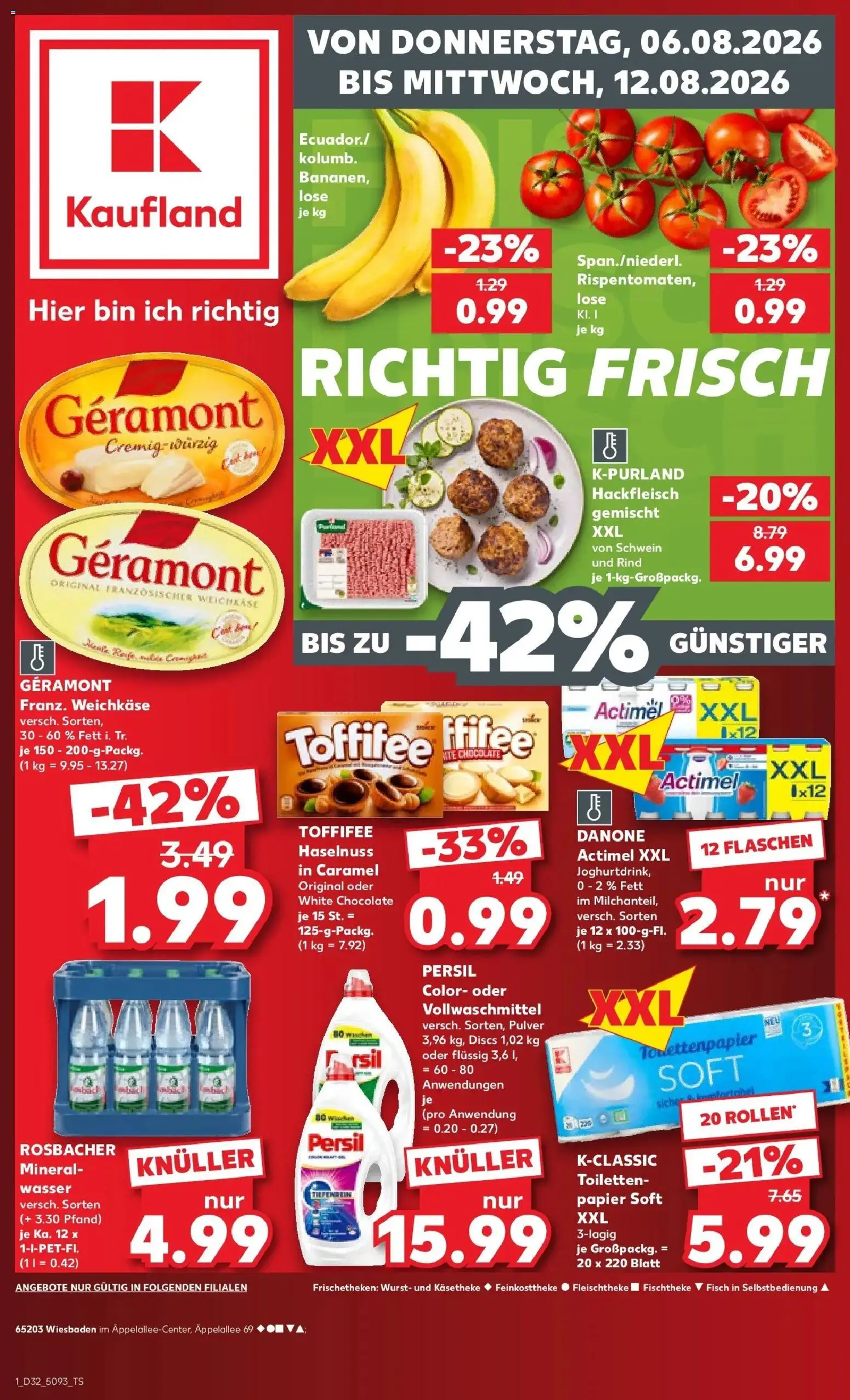 Prospekt Kaufland ab 06.08.2026 » Angebote Online zum Blättern | Seite: 1 | Produkte: Fisch, Wurst, Toffifee, Persil