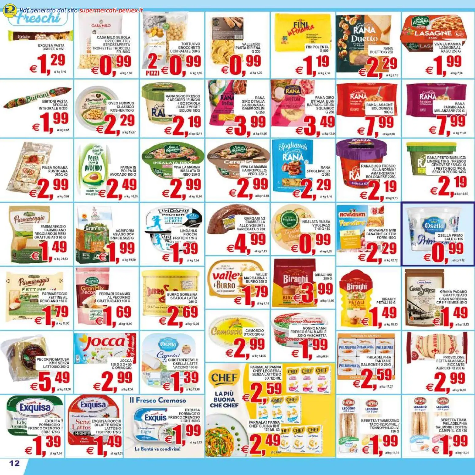 Volantino Pewex del 08.05.2026 | Pagina: 12 | Prodotti: Latte, Formaggio, Ragú, Gnocchetti