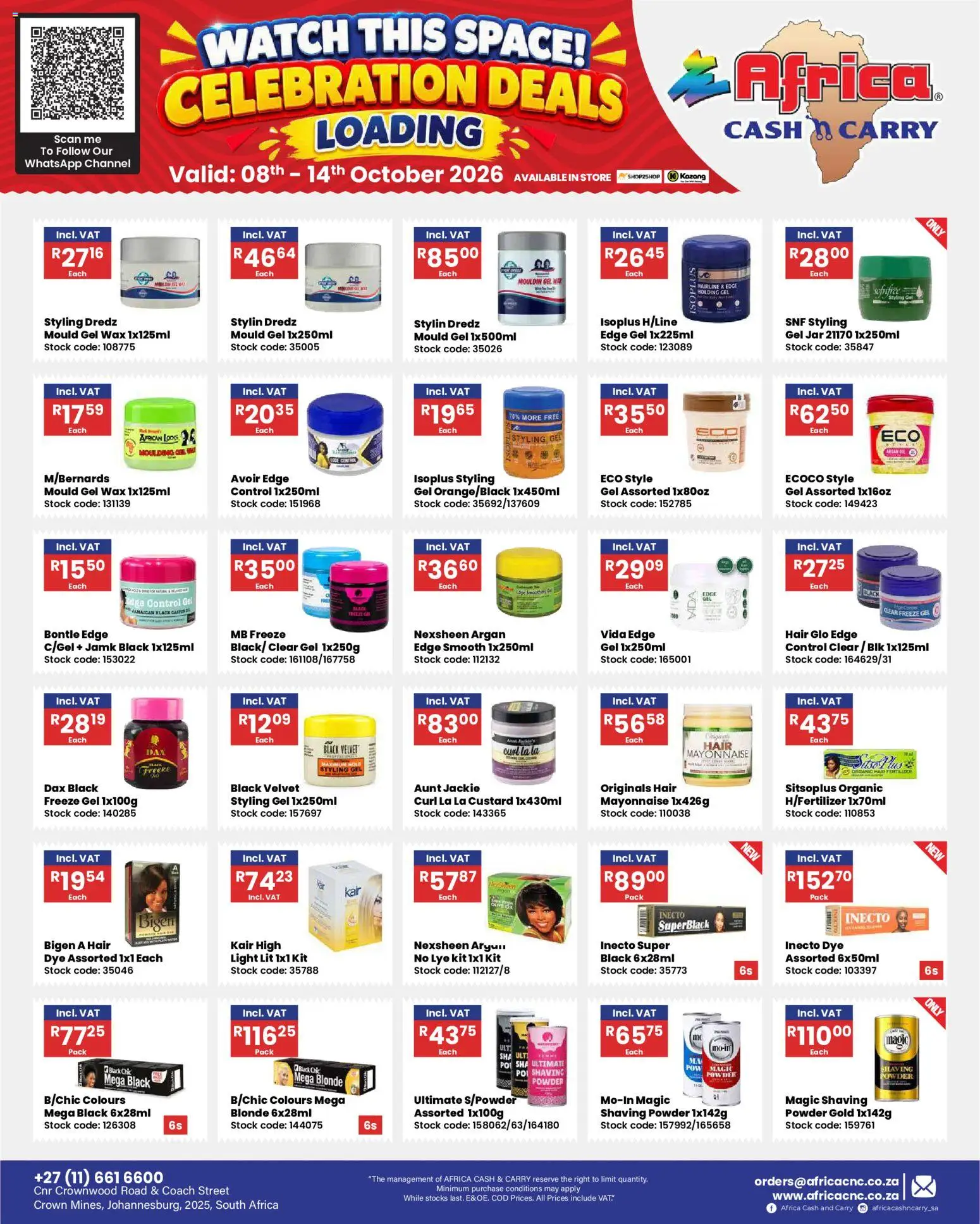 New Africa Cash & Carry catalogue – valid from 08/10/2026 | Page: 4 | Products: Custard, Watch, Powder, Stock