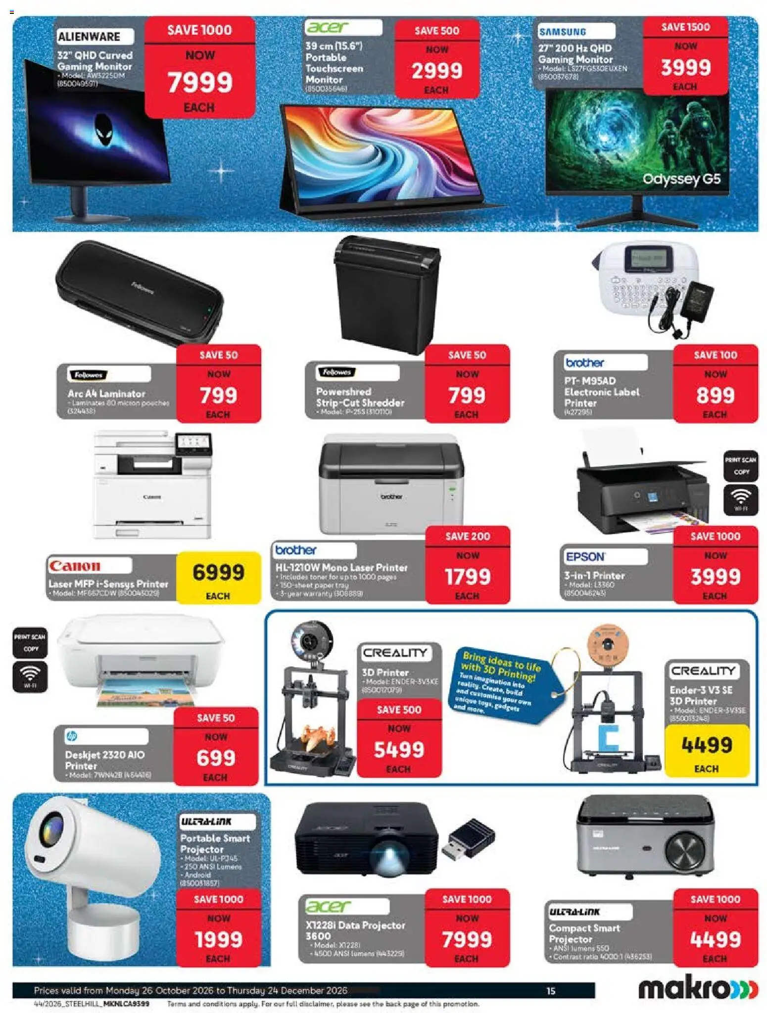 New Makro catalogue – valid from 26/10/2026 | Page: 15 | Products: Monitor, Printer, Laminator, Paper