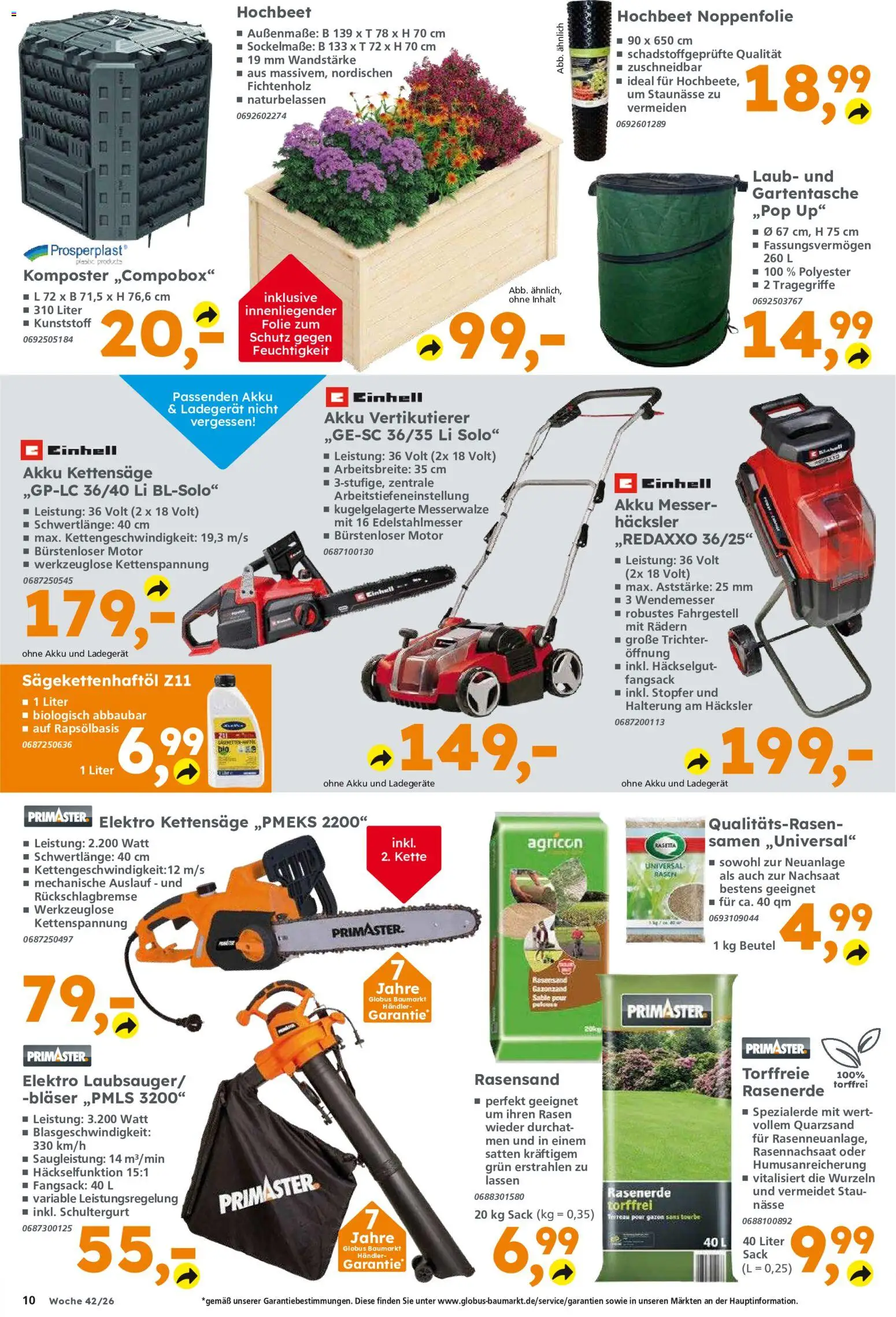Globus Baumarkt Prospekt Berlin-Treptow – gültig ab 12.10.2026 | Seite: 10 | Produkte: Hochbeet, Ladegerät