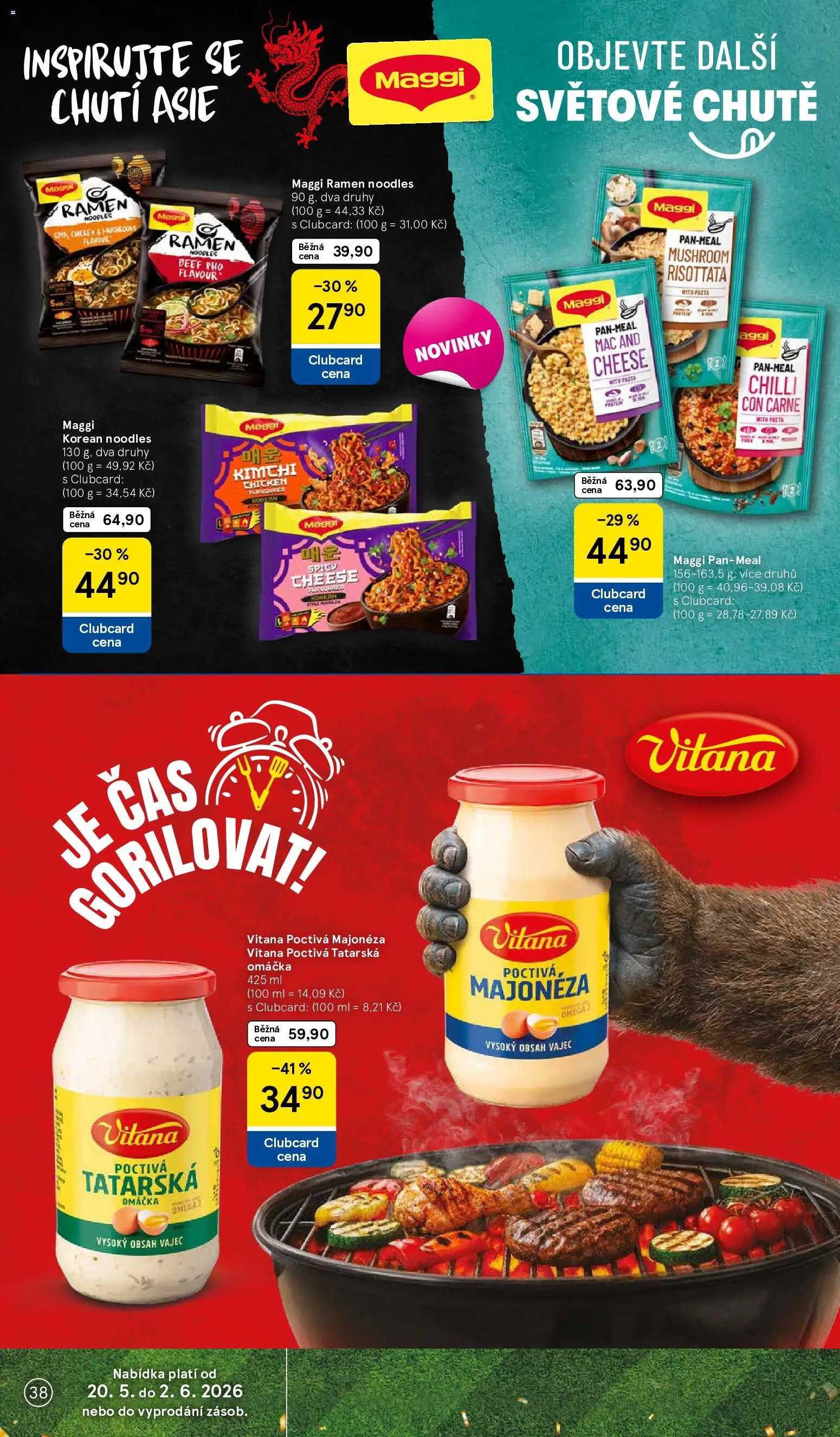 Tesco leták - Hypermarket od 20.05.2026 | Strana: 38 | Produkty: Maggi, Chilli con carne, Majonéza, Tatarská omáčka