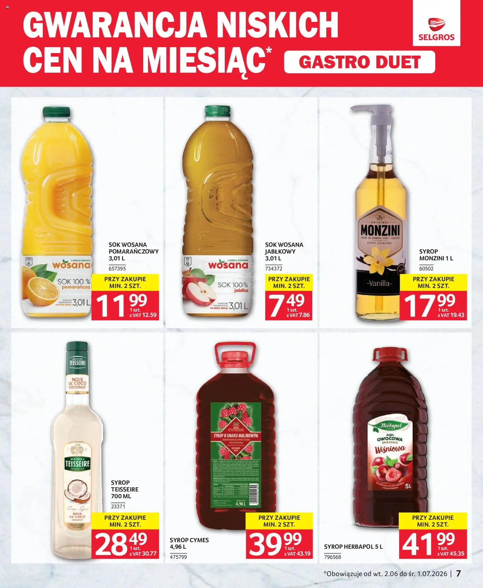 Selgros cash&carry gazetka - Gastro Duet od 02.06.2026 | Strona: 7 | Produkty: Syrop, Sok