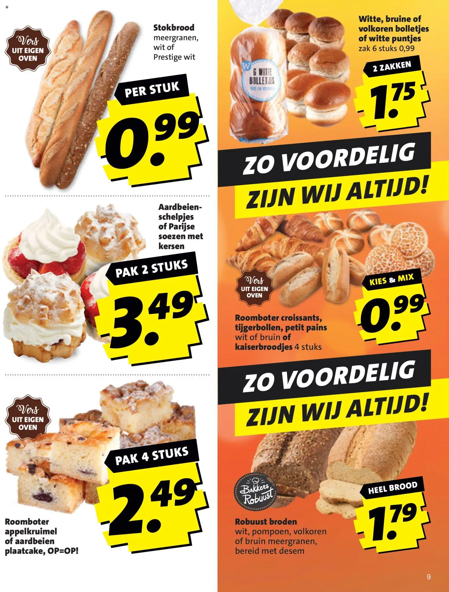 {H1} | Pagina: 9 | Producten: Stokbrood, Oven, Soezen, Bolletjes