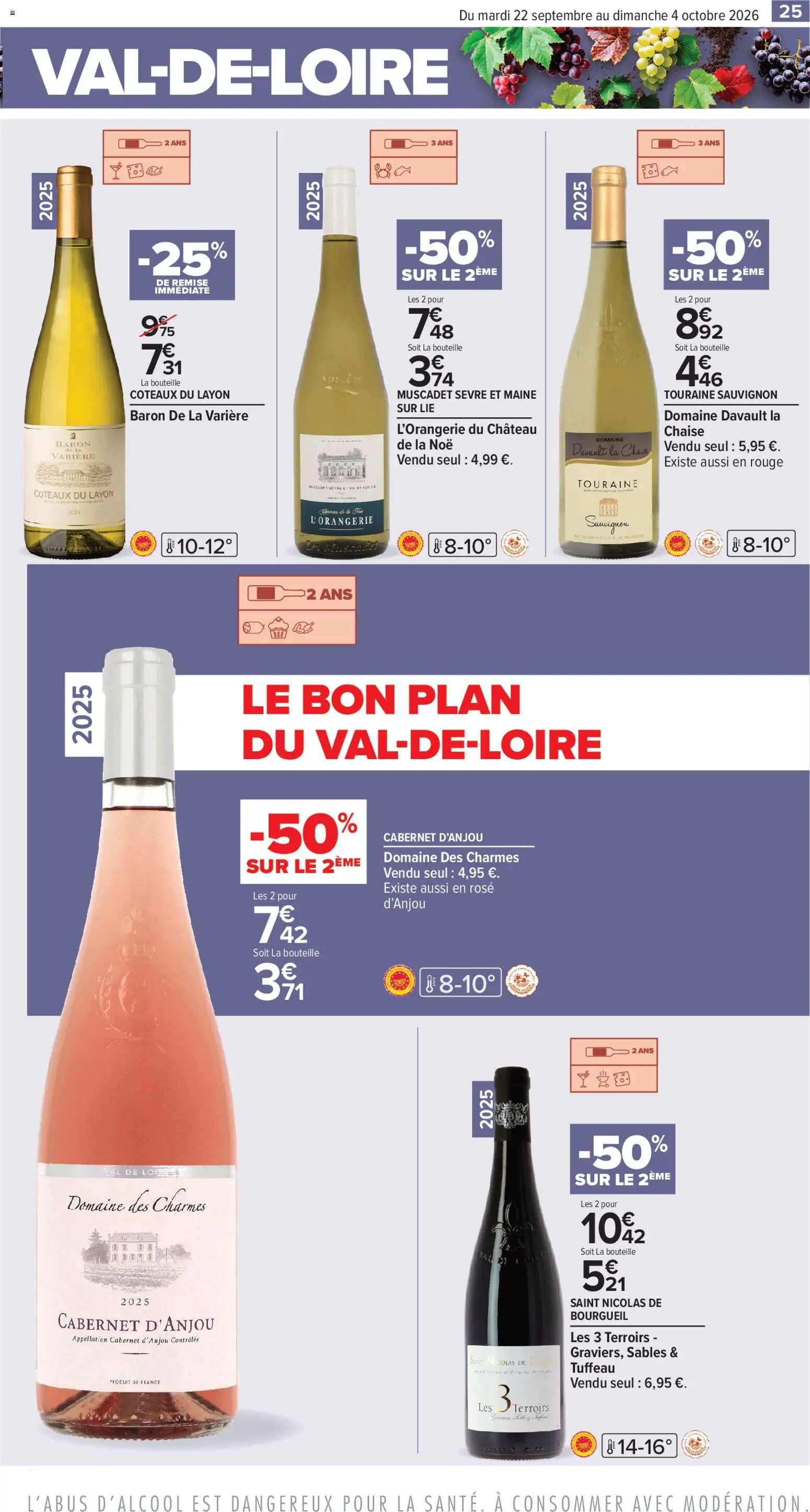 {H1} | Page: 25 | Produits: Muscadet sevre et maine, Chaise, Bouteille, Coteaux du layon