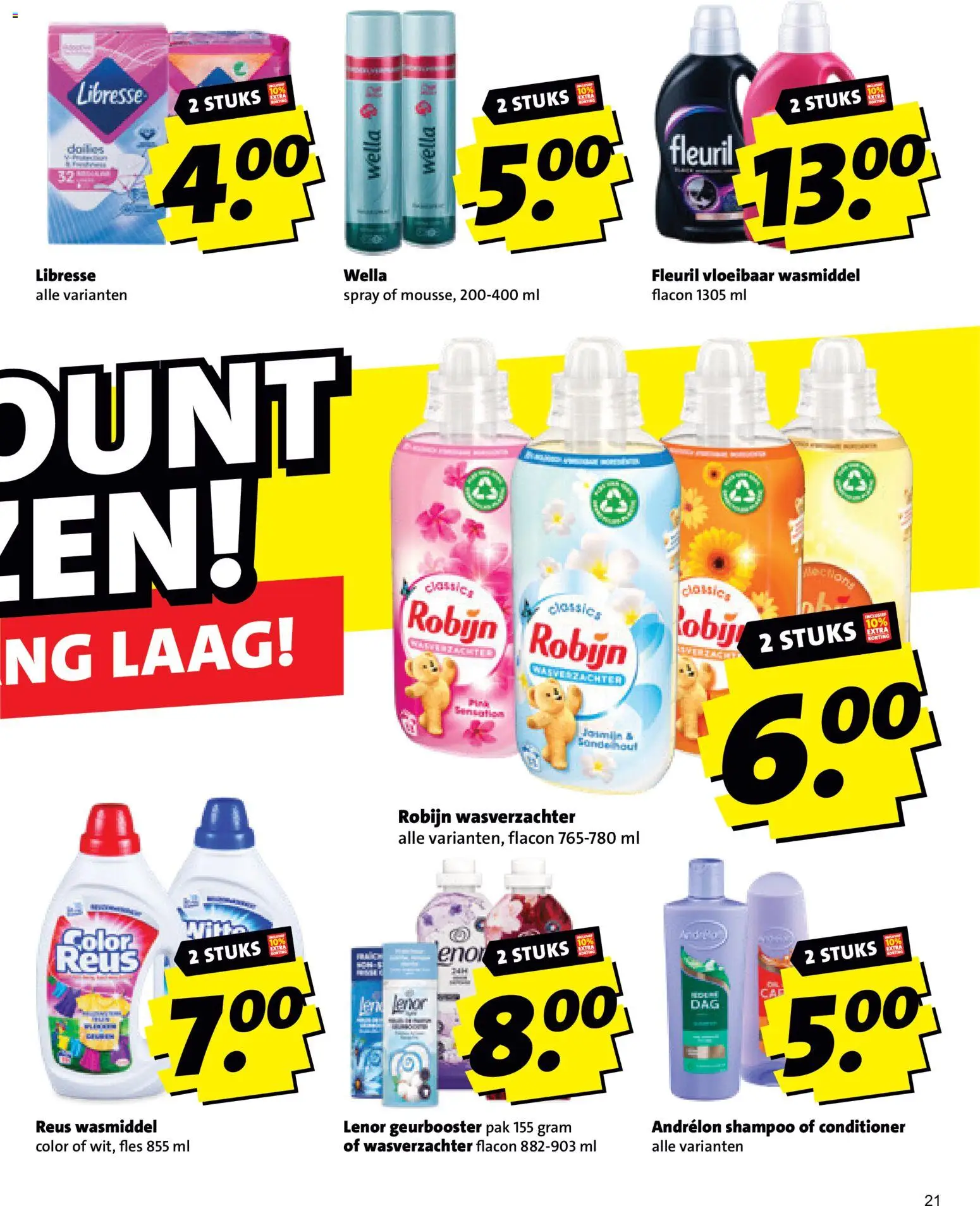 {H1} | Pagina: 21 | Producten: Vloeibaar wasmiddel, Wasmiddel, Wasverzachter, Shampoo