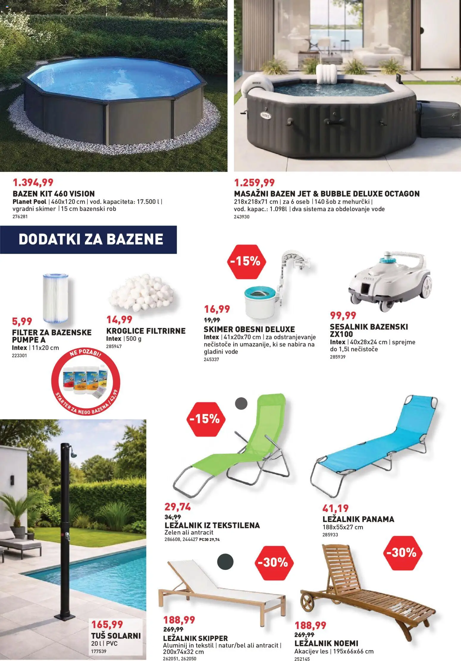 Novi Inpos katalog ponudbe – veljaven od 04.06.2026 | Stran: 3 | Izdelki: Bazen, Ležalnik, Masažni bazen, Sesalnik