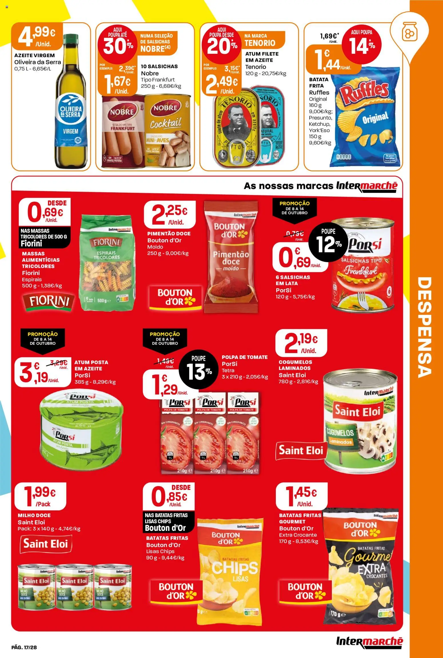 Intermarché folheto Contact │ válido de 08/10/2026 | Página: 17 | Produtos: Batata, Atum, Salsichas, Batatas fritas