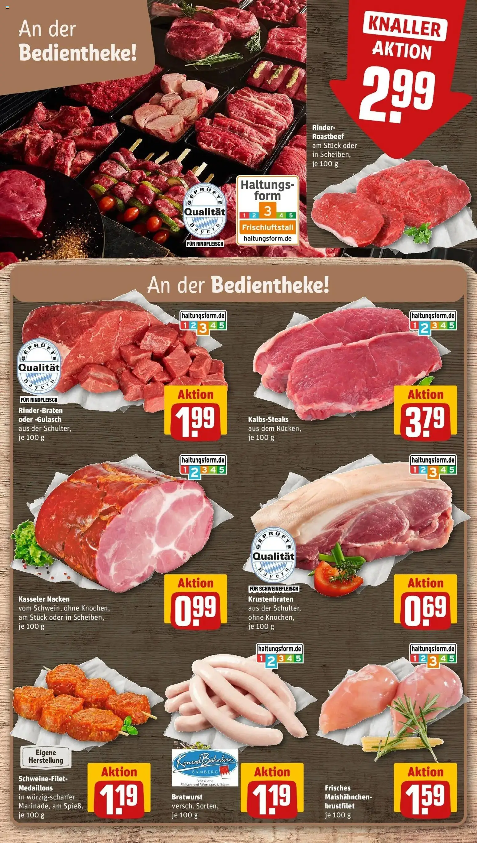 REWE Prospekt ab 19.10.2026 zum Blättern » Angebote | Seite: 10 | Produkte: Rinderbraten, Krustenbraten, Kasseler nacken, Gulasch