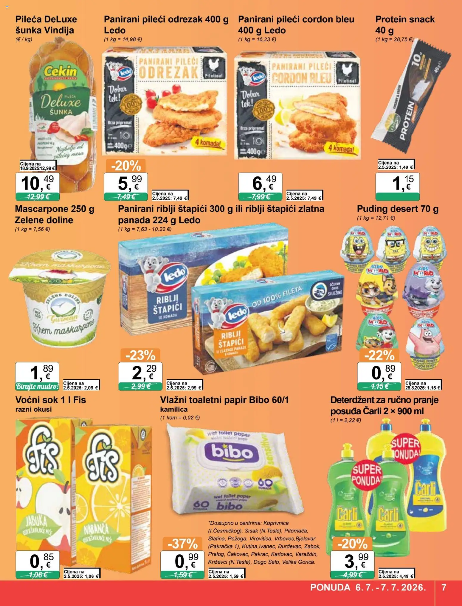 KTC katalog | vrijedi od 01.07.2026 | Stranica: 7 | Proizvodi: Riblji štapići, Deterdžent, Ledo, Toaletni papir
