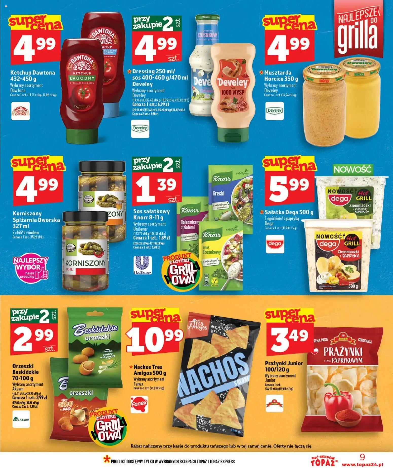 Topaz gazetka - Ceny małe na stałe od 03.06.2026 | Strona: 9 | Produkty: Ketchup, Grill, Papryka, Ziemniaczki