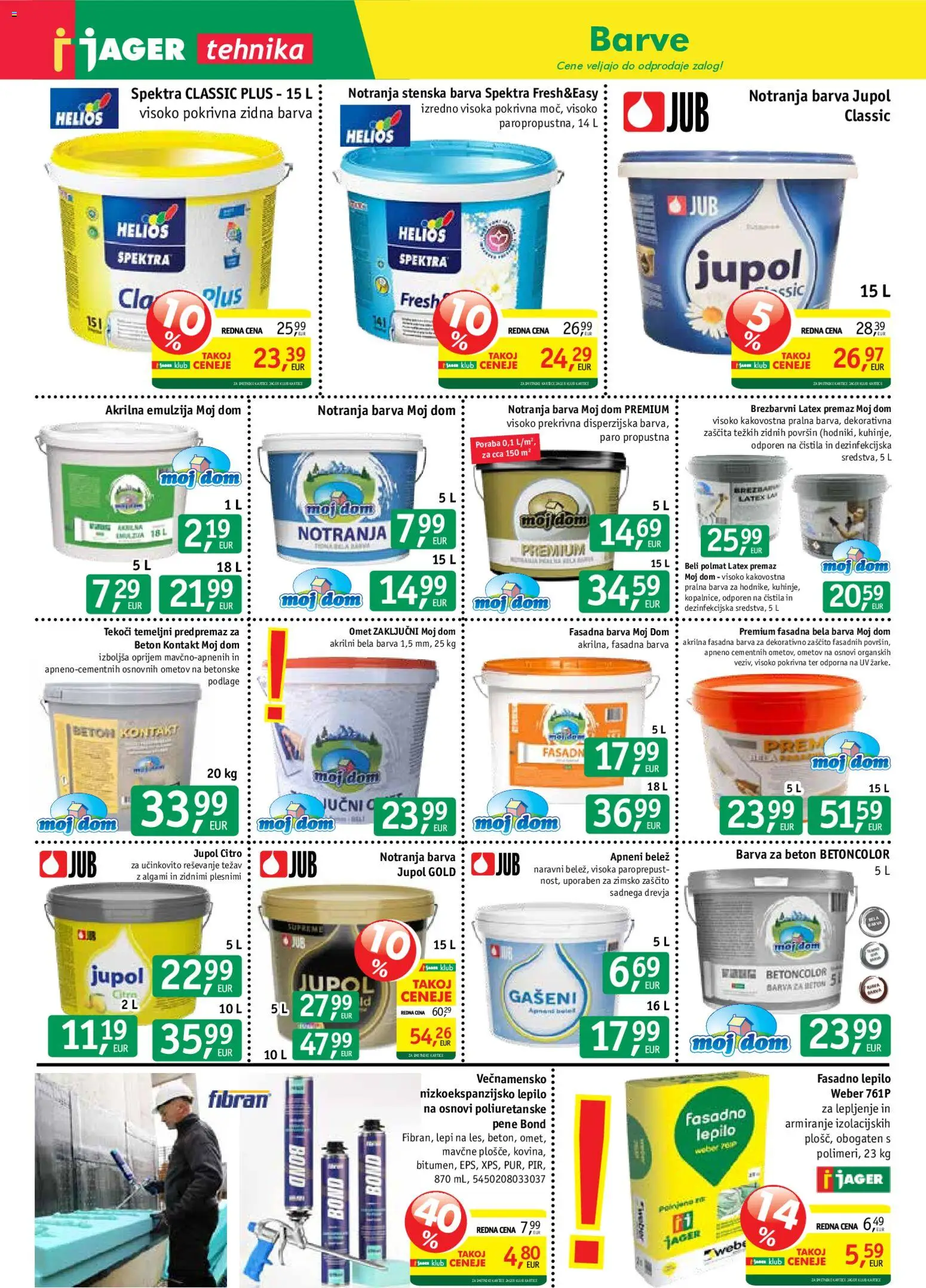 Novi Jager katalog ponudbe – veljaven od 22.07.2026 | Stran: 5 | Izdelki: Čistila, Lepilo, Barva, Beton