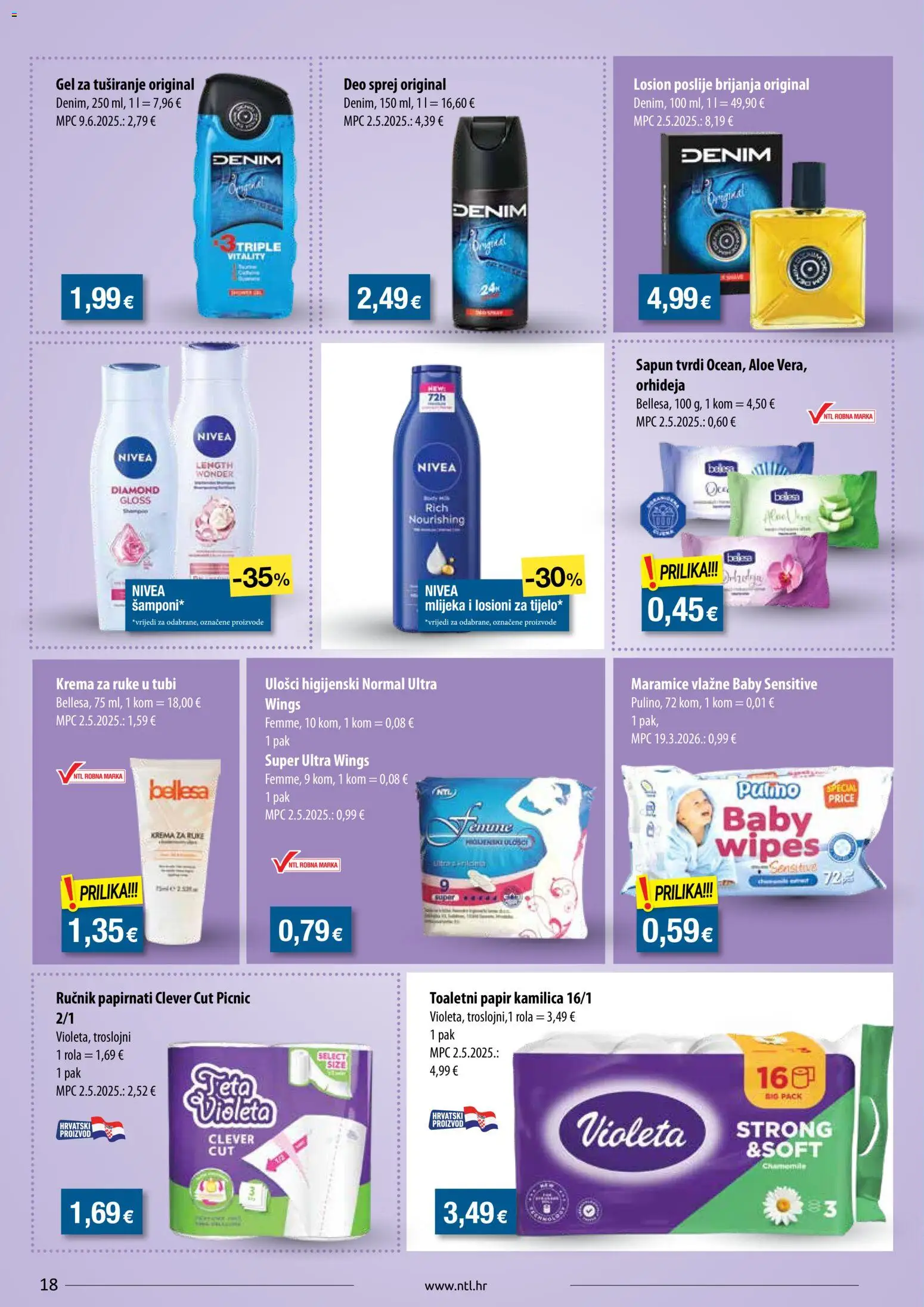 NTL katalog | vrijedi od 24.06.2026 | Stranica: 18 | Proizvodi: Krema za ruke, Krema, Nivea, Violeta