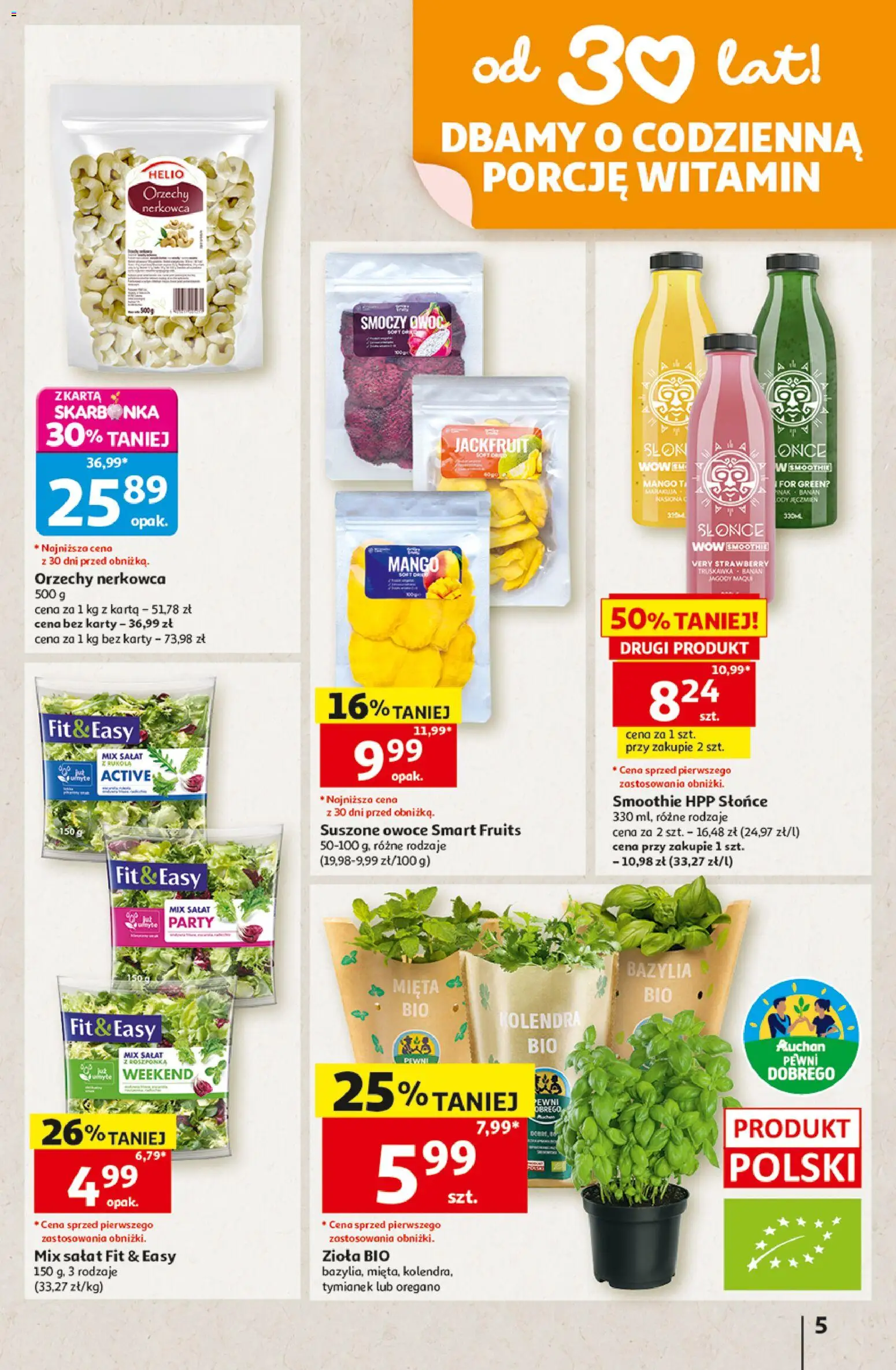 Auchan gazetka - Hipermarket od 15.10.2026 | Strona: 5 | Produkty: Oregano, Tymianek, Bazylia, Orzechy