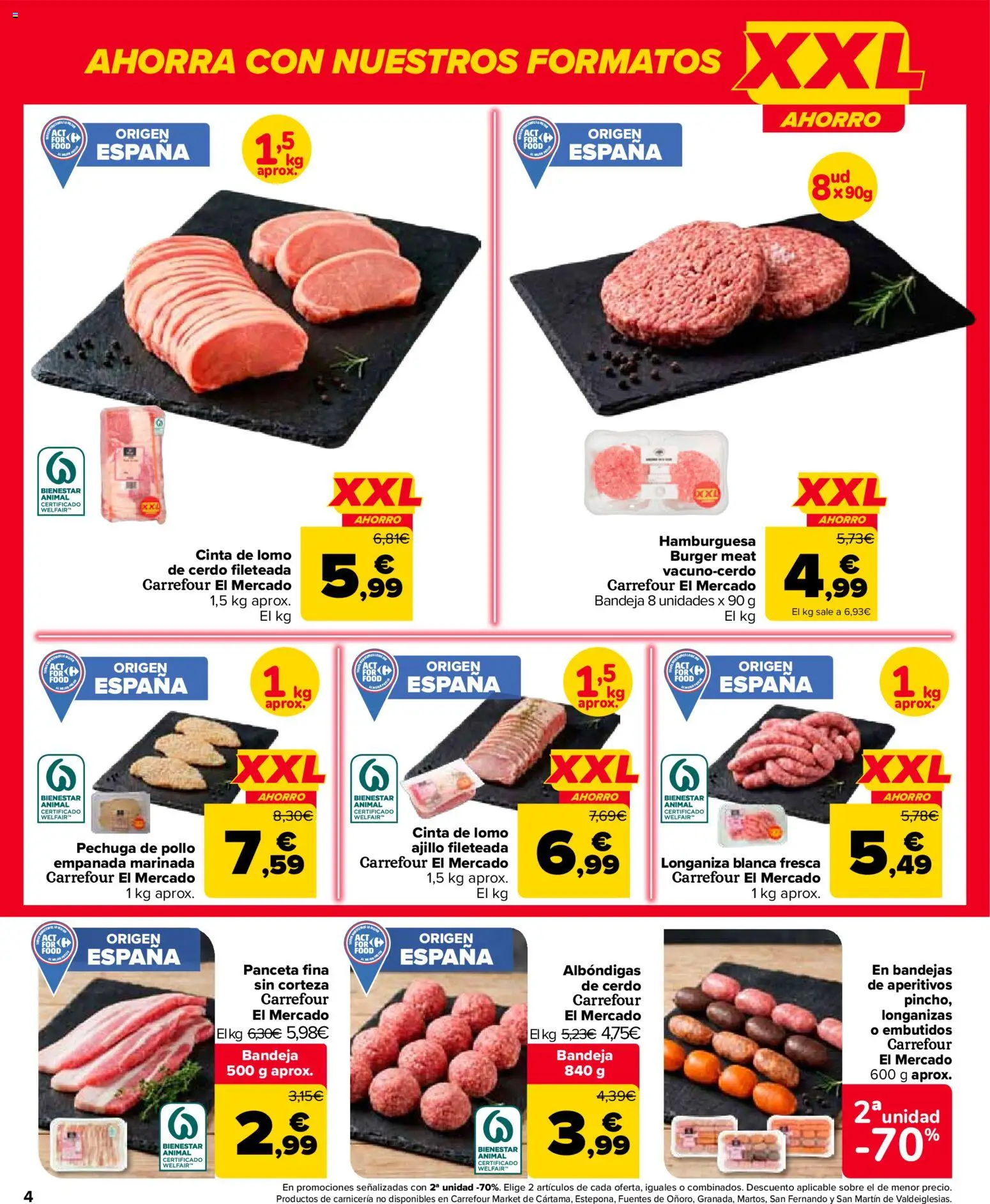 Carrefour Market folleto │ válido desde el 26/08/2026 | Página: 4 | Productos: Lomo, Cerdo, Longaniza, Hamburguesa