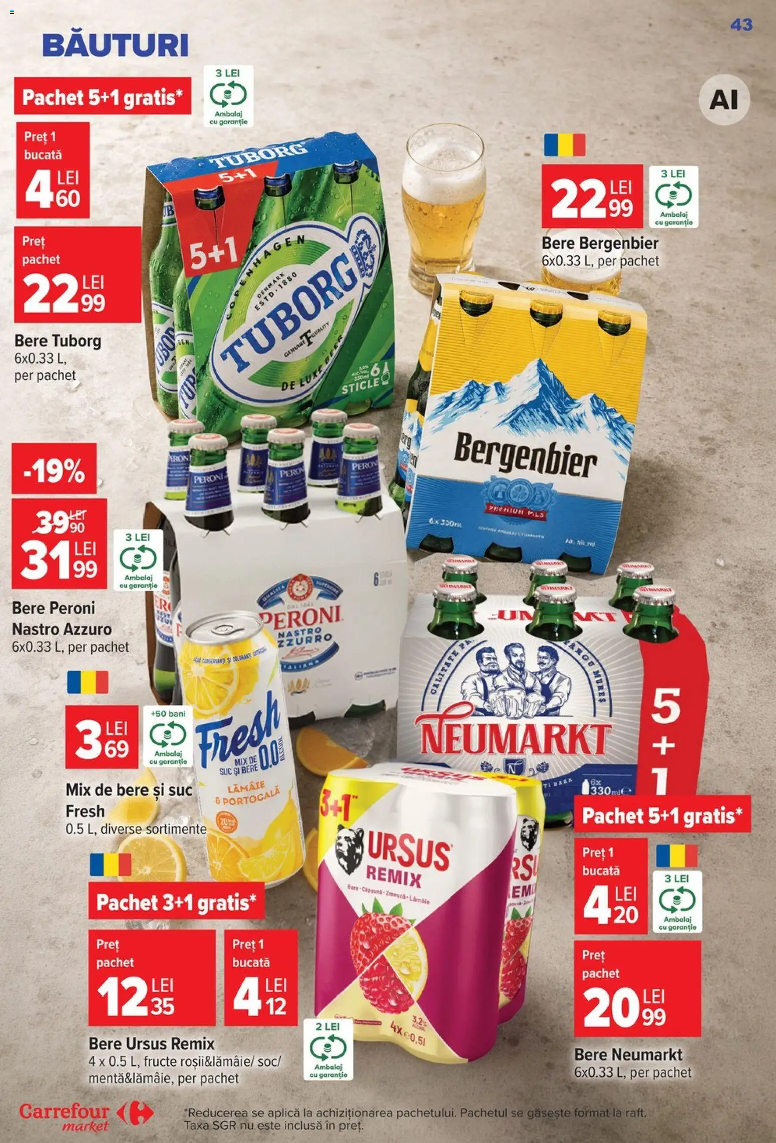 Noul catalog Carrefour – valabil de la 23.09.2026 | Pagină: 43 | Produse: Ursus, Aplică, Bere, Fructe