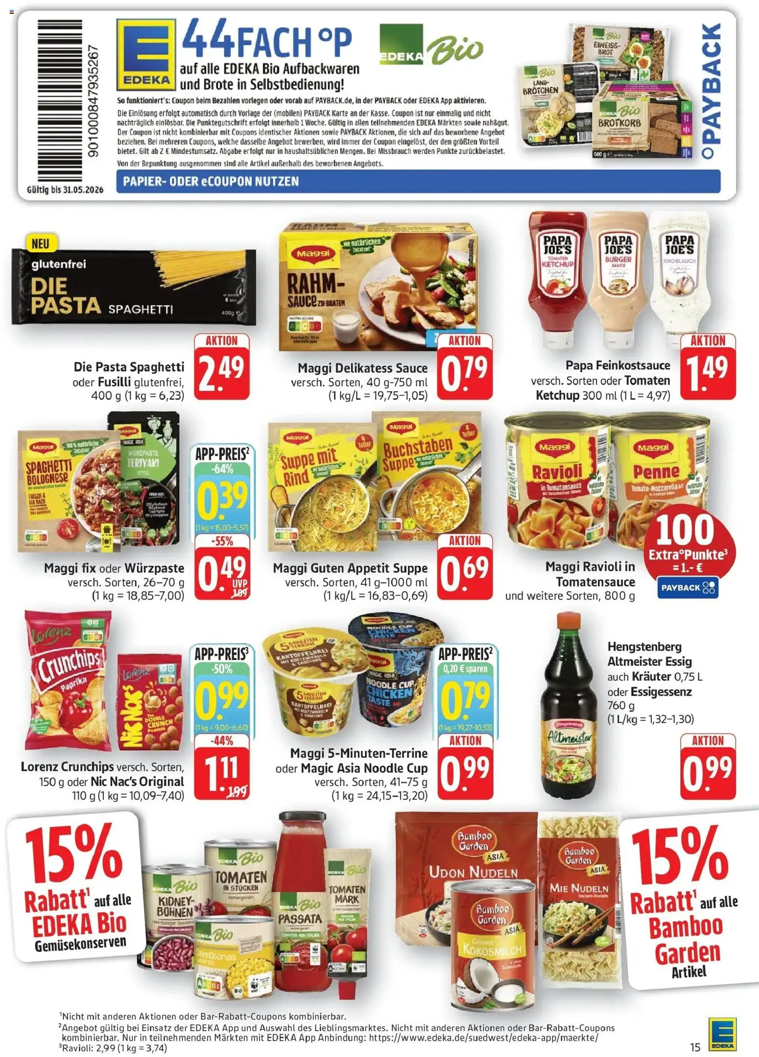 Edeka prospekt Pirmasens – gültig ab 26.05.2026 | Seite: 15 | Produkte: Paprika, Maggi fix, Brot, Ketchup