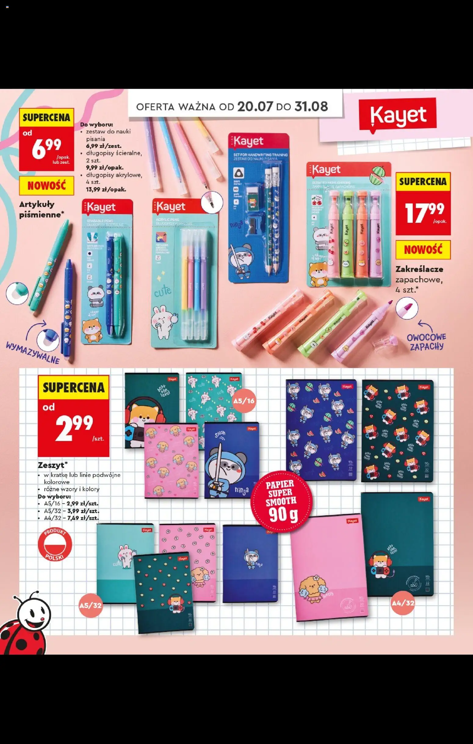 Biedronka gazetka - Do mojej szkoły idę od 20.07.2026 | Strona: 22 | Produkty: Notebook, Zeszyt, Długopisy