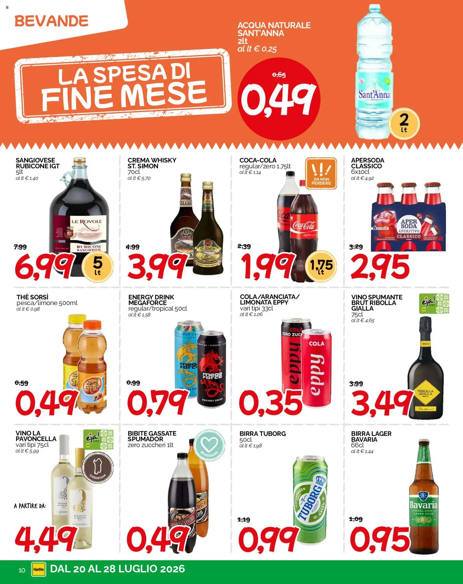 Volantino HarDis del 20/07/2026 | Pagina: 10 | Prodotti: Birra, Acqua, The, Acqua naturale