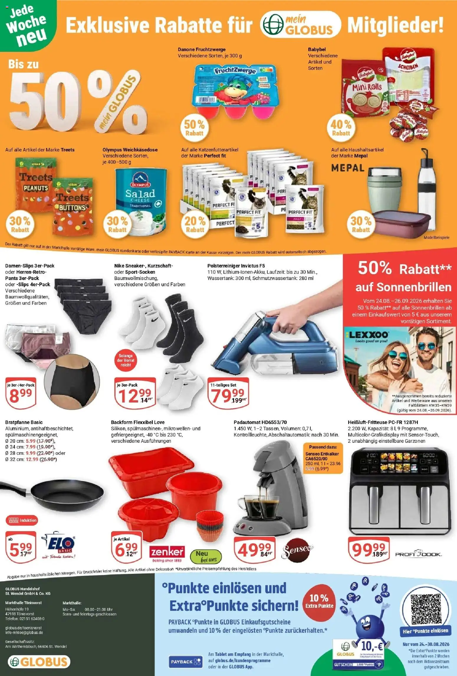 Globus Prospekt Tönisvorst – gültig ab 24.08.2026 | Seite: 29 | Produkte: Fruchtzwerge, Babybel, Heißluftfritteuse, Telefon