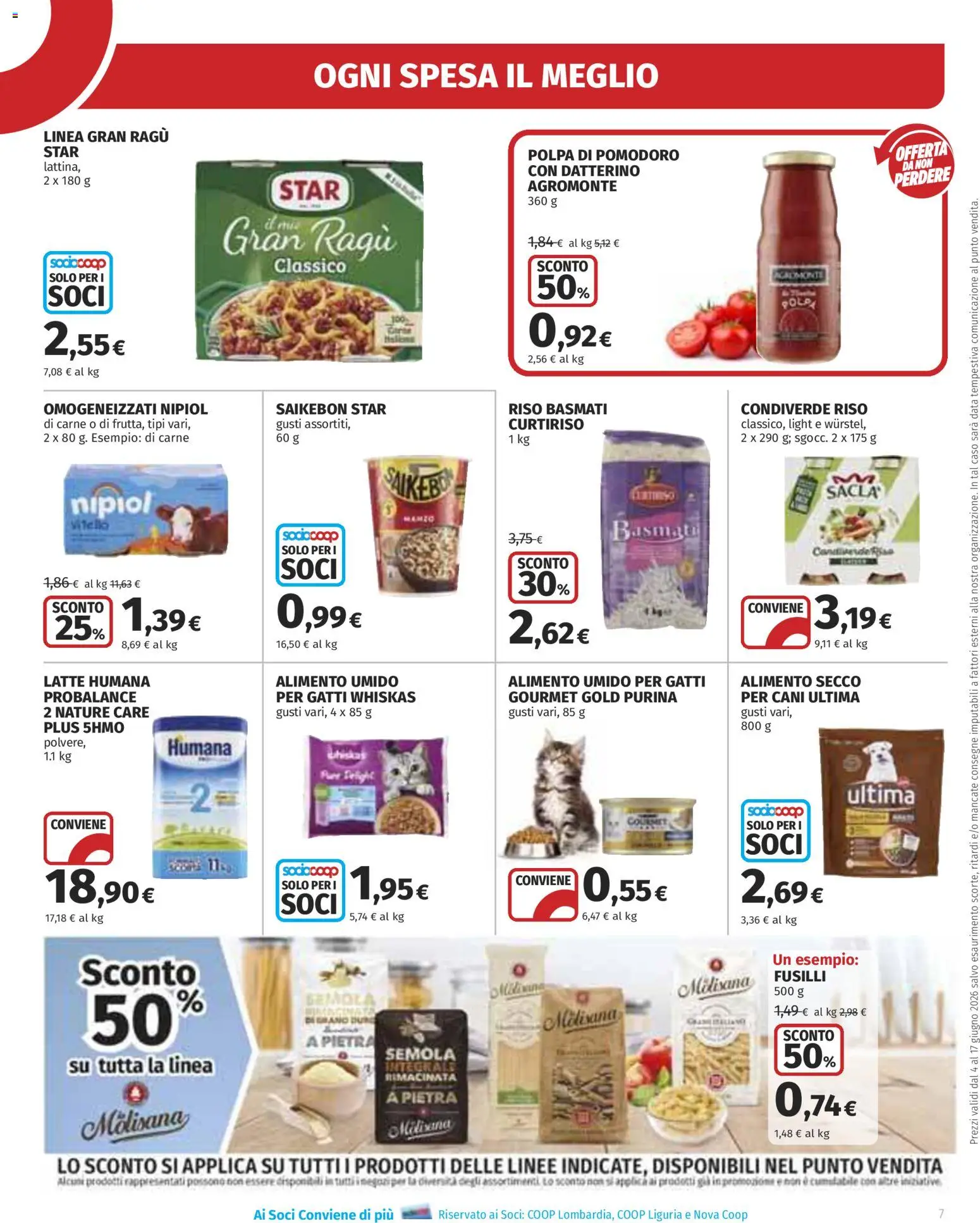 Volantino Ipercoop del 04.06.2026 | Pagina: 7 | Prodotti: Manzo, Pomodoro, Latte, Fusilli